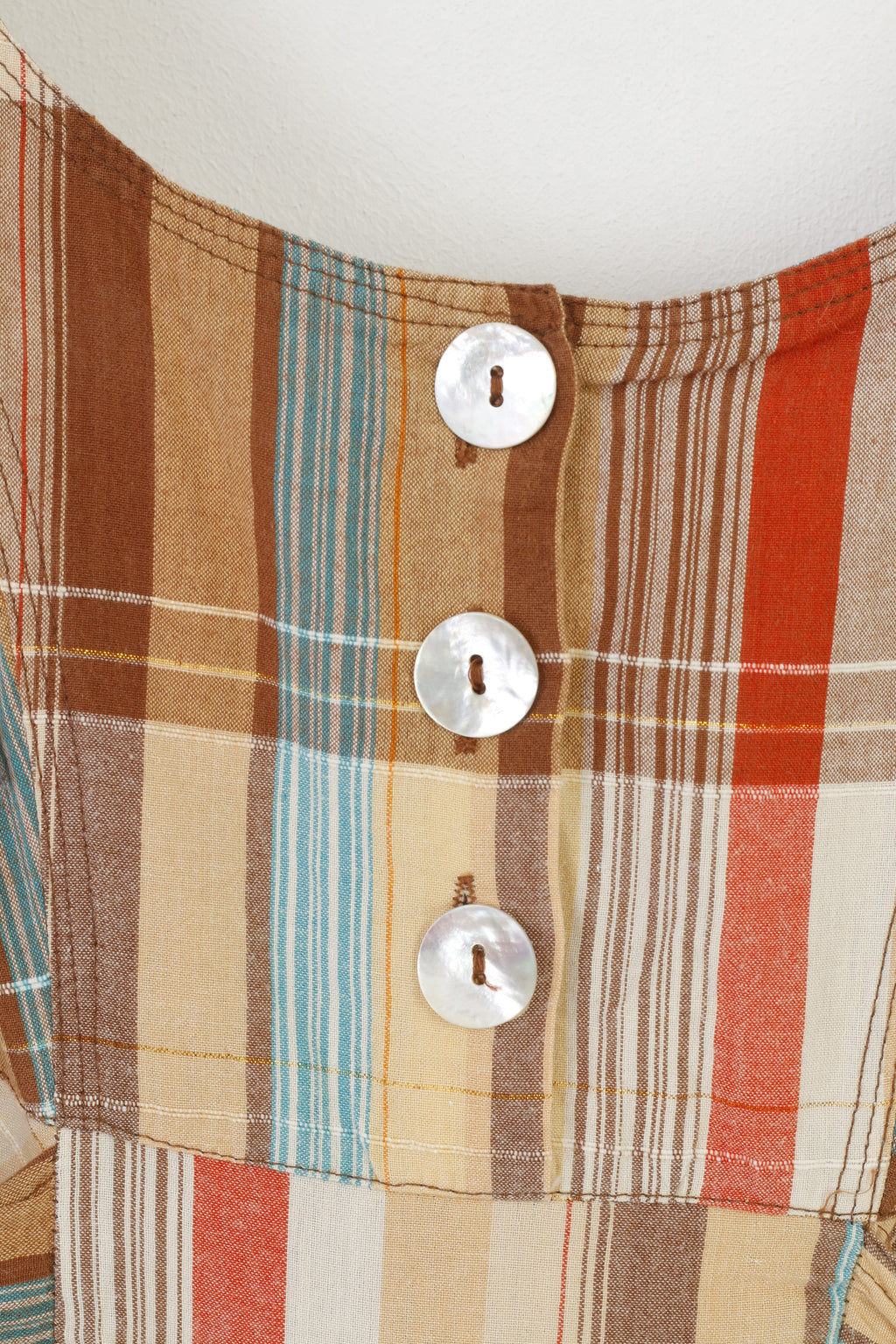 Evie Collection Femmes 12 40 M Robe Débardeur À Carreaux Marron Mini Coton Sans Manches 