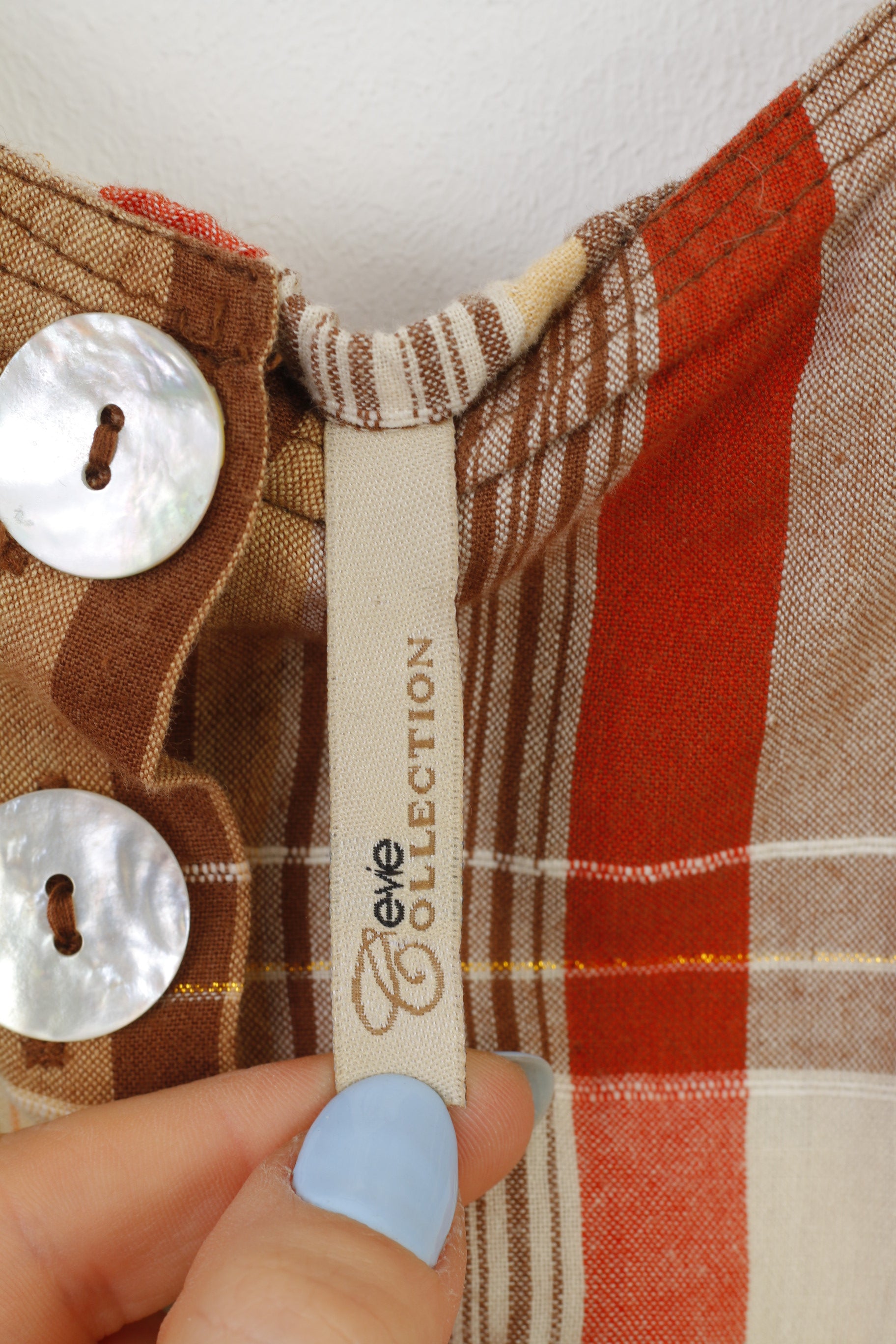 Evie Collection Femmes 12 40 M Robe Débardeur À Carreaux Marron Mini Coton Sans Manches 