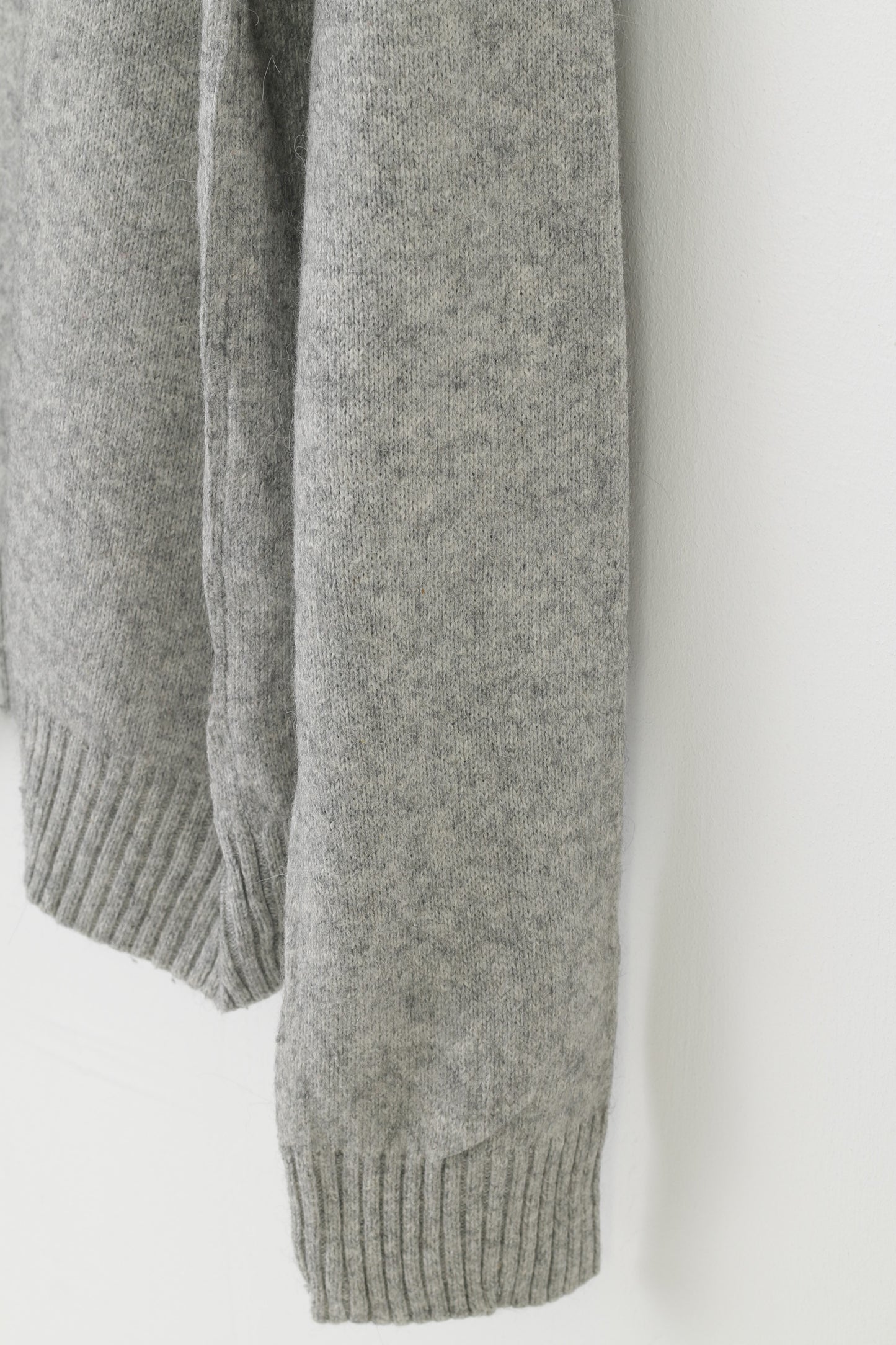 Gant Men XL Jumper Grey Cotton Wool Blend Soft Sweater Zip Neck Collar Vintage Top