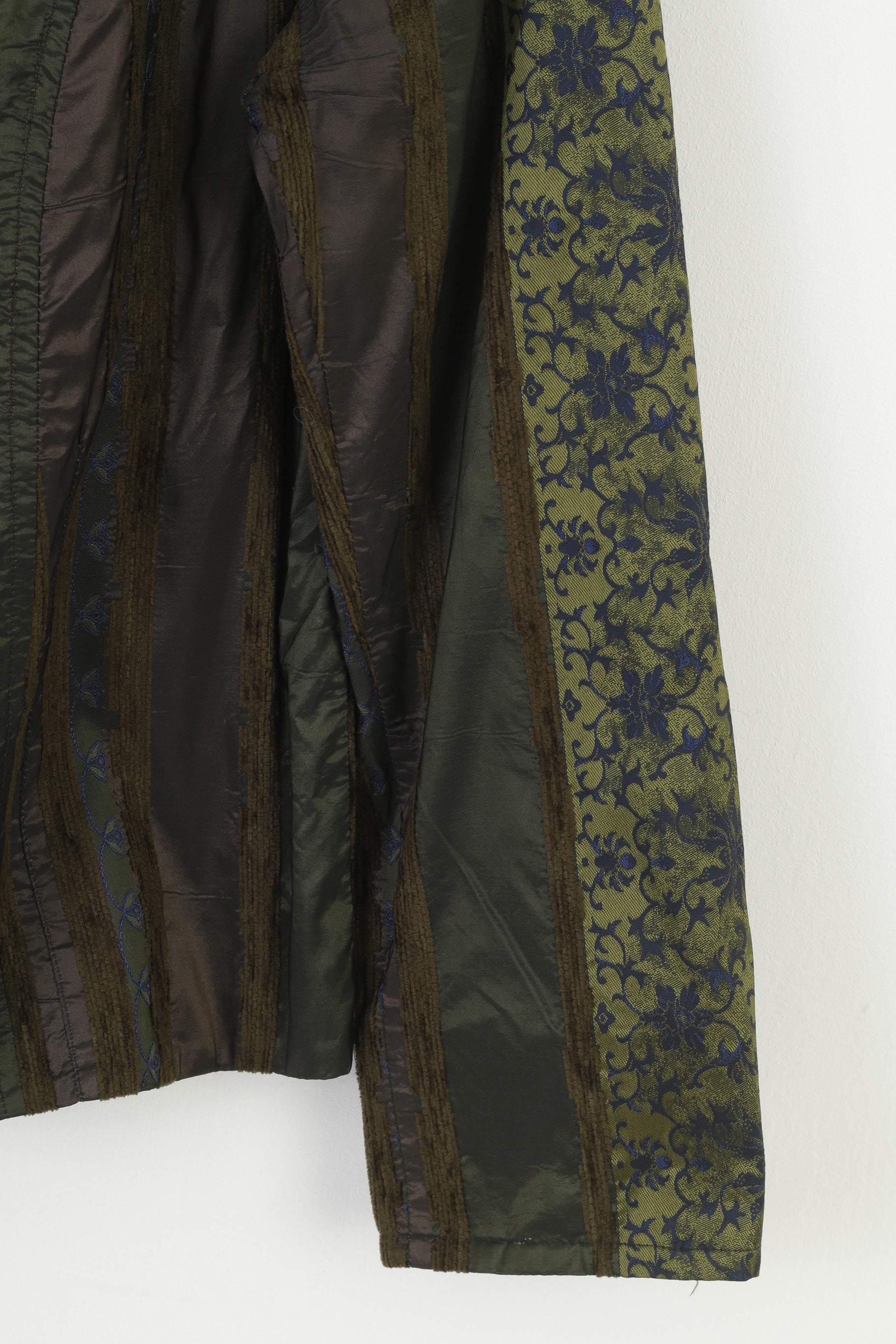 Blazer Vintage XL pour femme, vert brillant, imprimé floral, bas à pression, simple boutonnage, épaulettes rayées, veste élégante