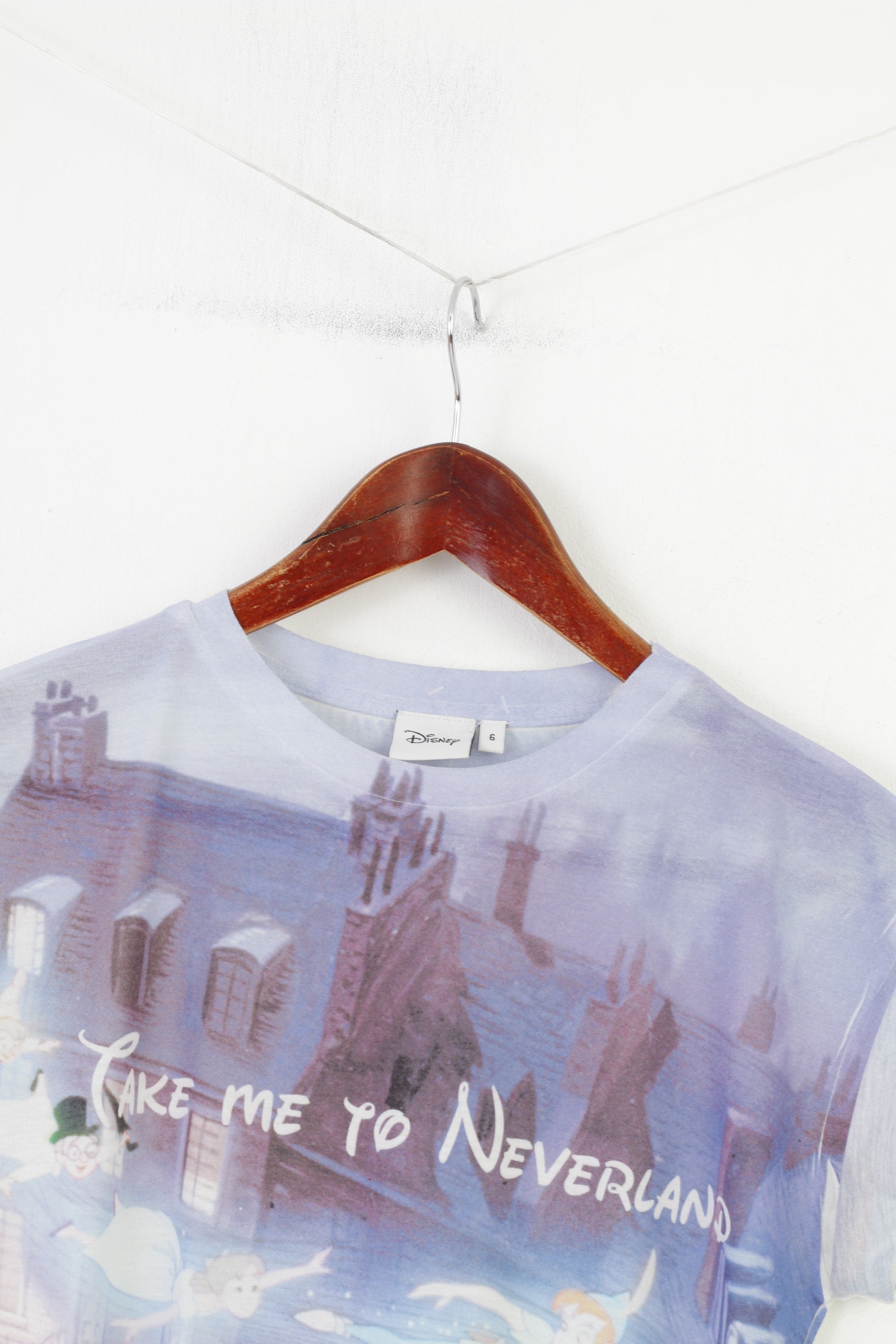 T-shirt Atmosphere da donna 6 XS Disney Take Me To Neverland Top girocollo con grafica blu