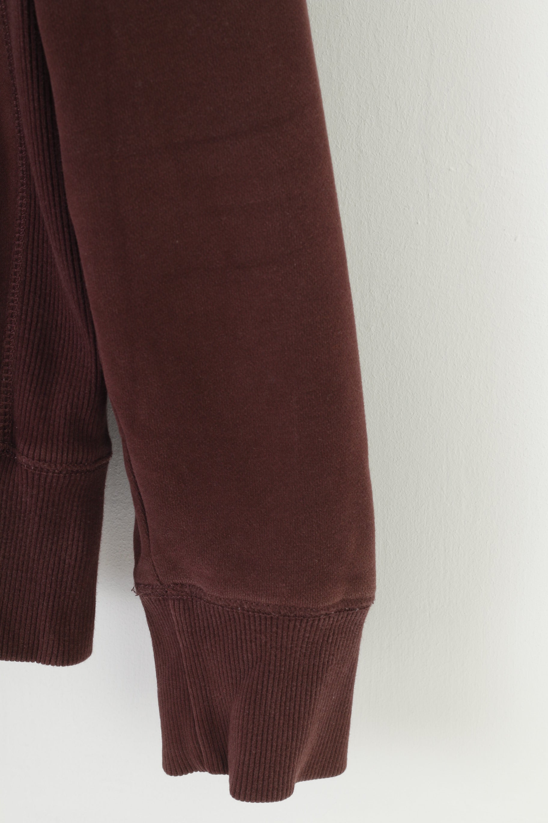 Superdry Men M Sweatshirt Hood Padded Full Zipper Burgundy Cotton Hoodie Vintage Top