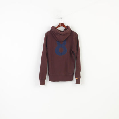 Superdry Hommes M Sweat Capuche Rembourré Fermeture Éclair Complète Bordeaux Coton Sweat À Capuche Vintage Top 