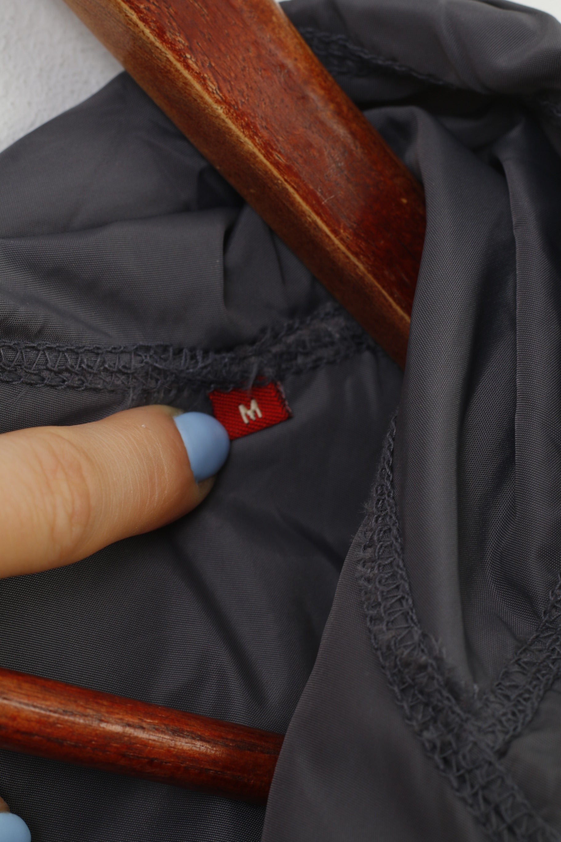 Replay Women M Jacket Lightweight Grey Full Zipper Hood Nylon Vintage Top