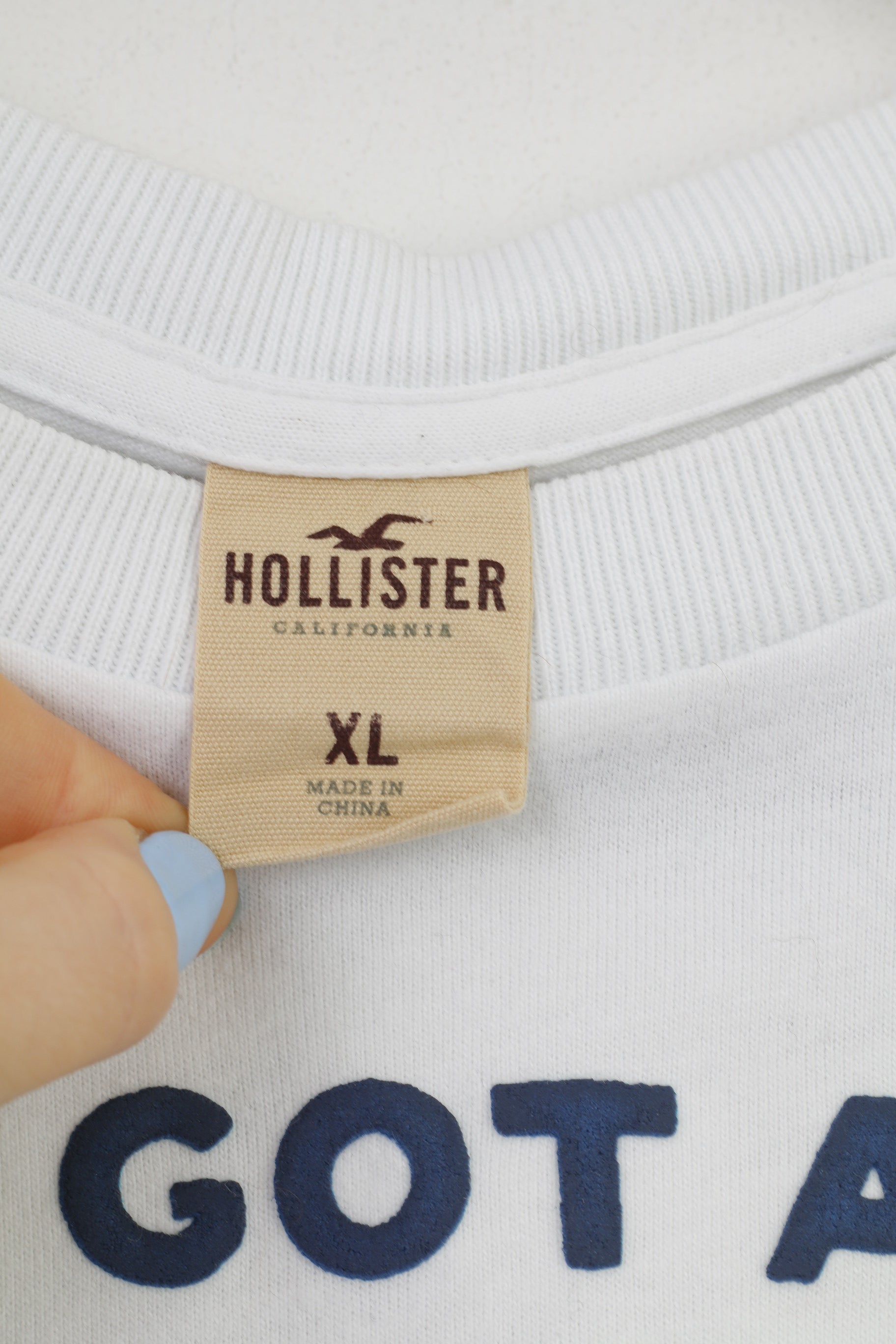 T-shirt Hollister California da uomo XL in cotone bianco con grafica nuova tavola estiva vintage girocollo