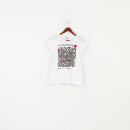 Comic Relief Women S T-Shirt Matthew Williamson  Do My Feathers Look Big In This Red White Graphic Vintage Top