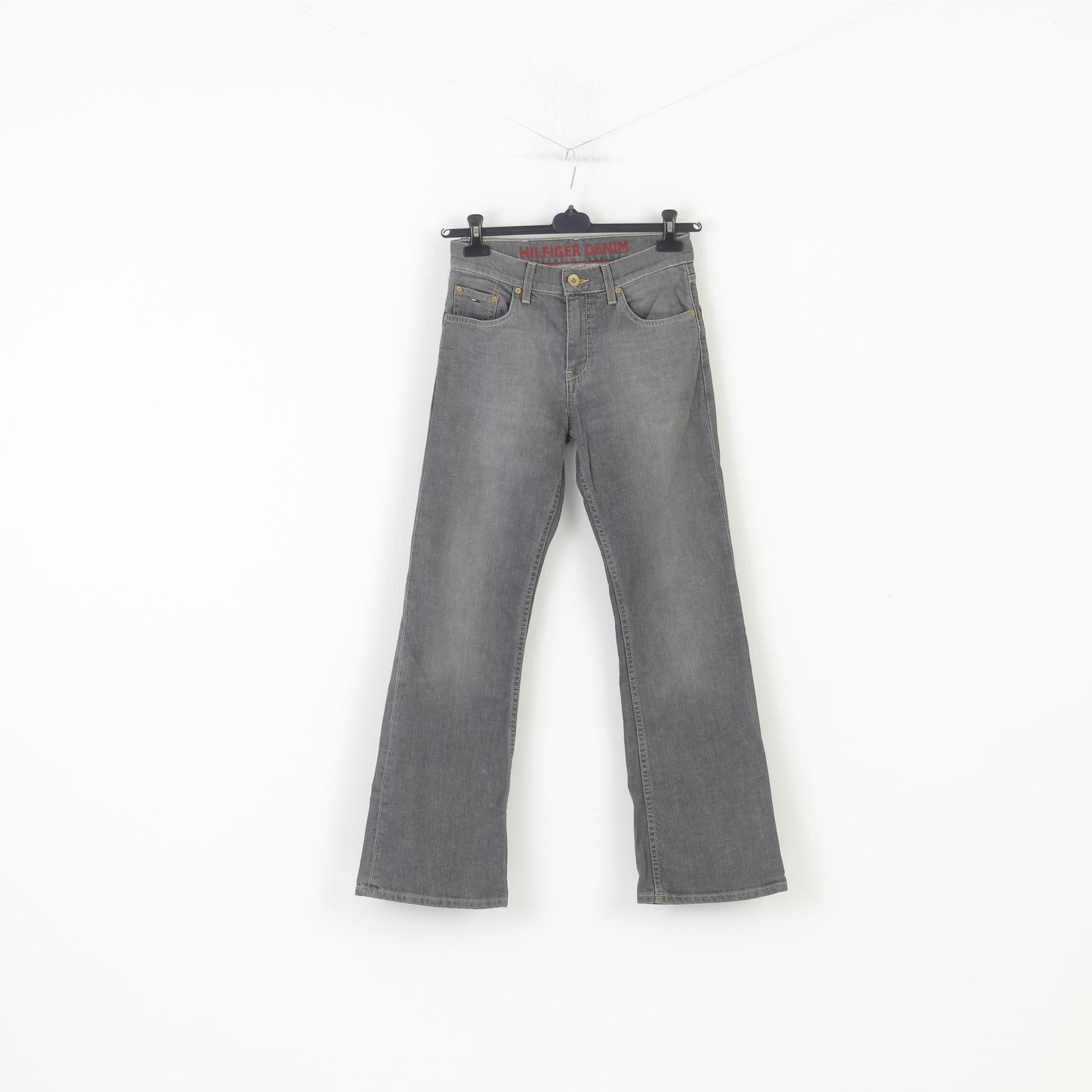 Tommy Hilfiger Women 28  Trosuers Denim Grey Jeans Stretch Wide Leg Cotton Pants