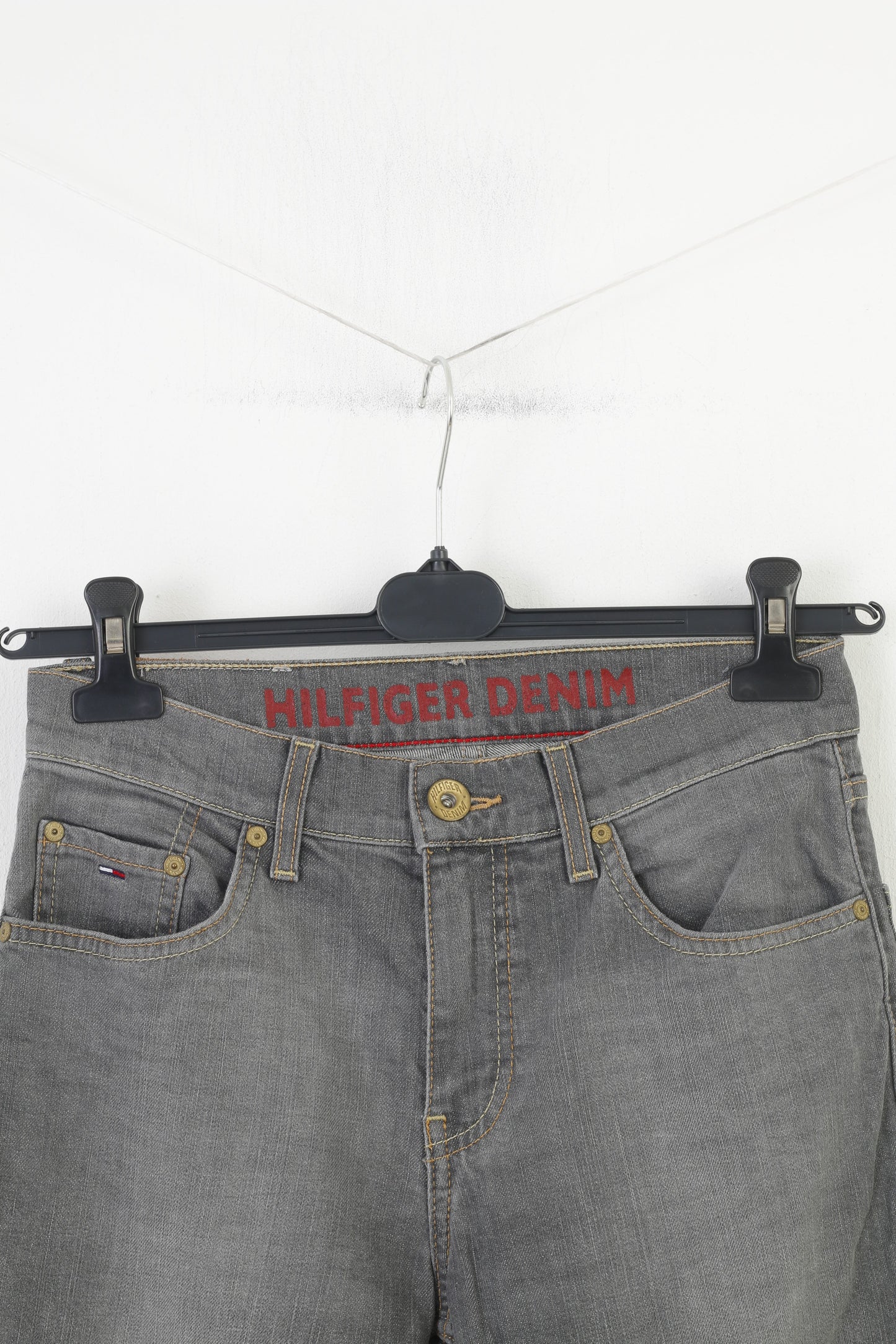 Tommy Hilfiger Femmes 28 Trosuers Denim Gris Jeans Stretch Pantalon En Coton À Jambes Larges