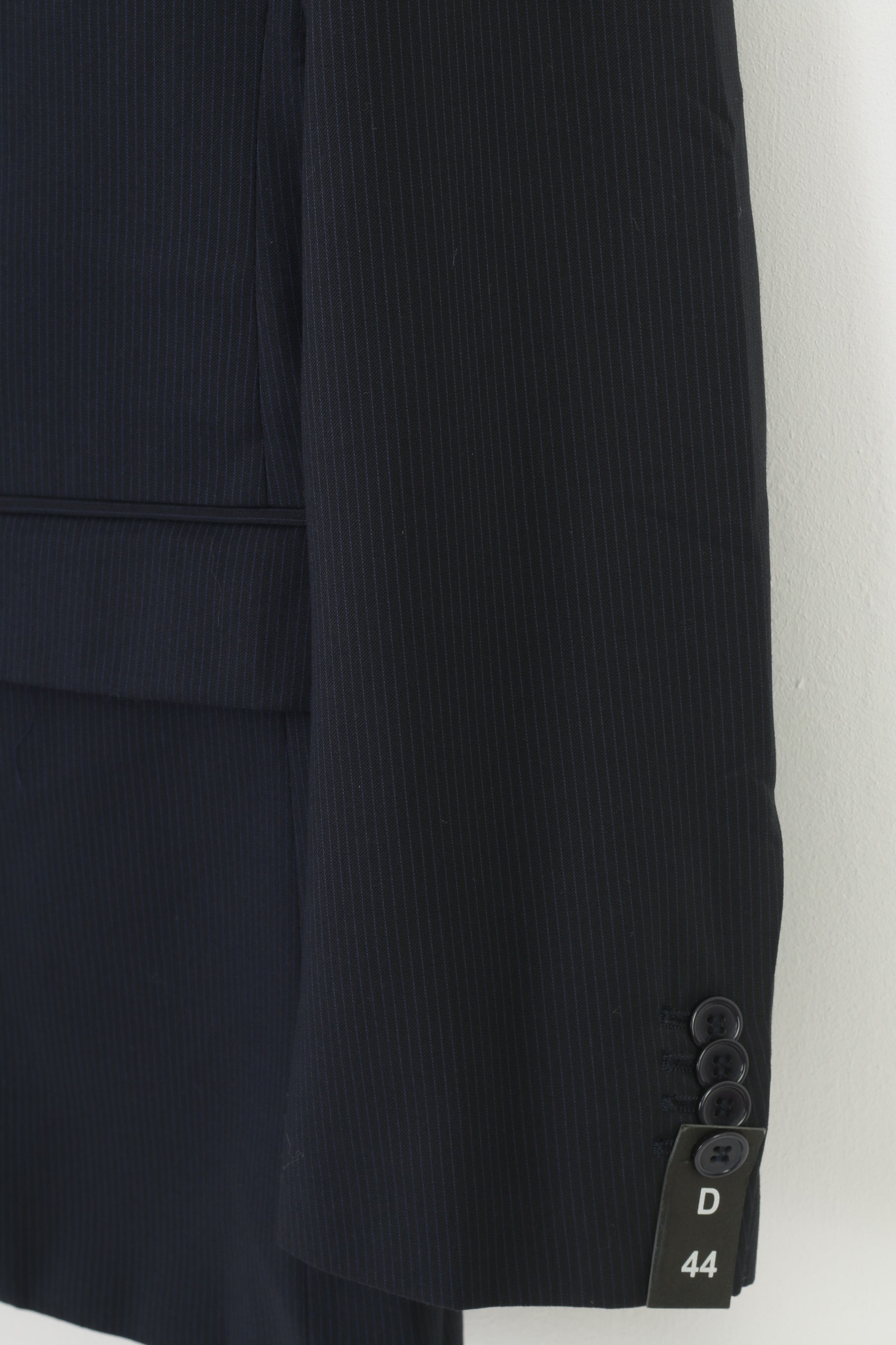 Doppelganger Roma Men 44 34 Blazer Navy Striped Single Breasted Collar Classic Jacket