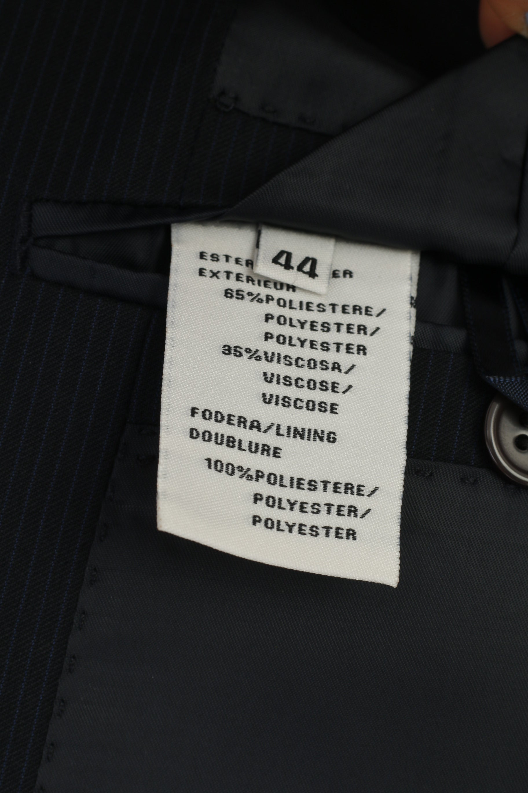 Doppelganger Roma Men 44 34 Blazer Navy Striped Single Breasted Collar Classic Jacket