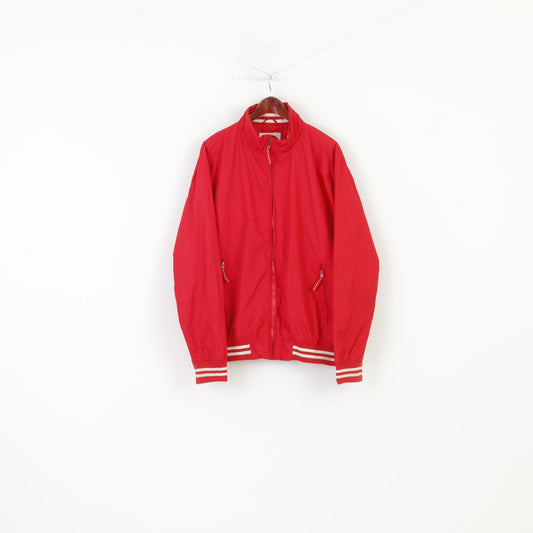 Cubus Men 2XL  Jacket Full Zipper Red Sportswear Vintage Collar Pockets Top