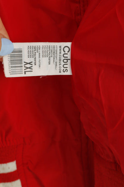 Cubus hommes 2XL veste pleine fermeture éclair rouge vêtements de sport Vintage col poches haut