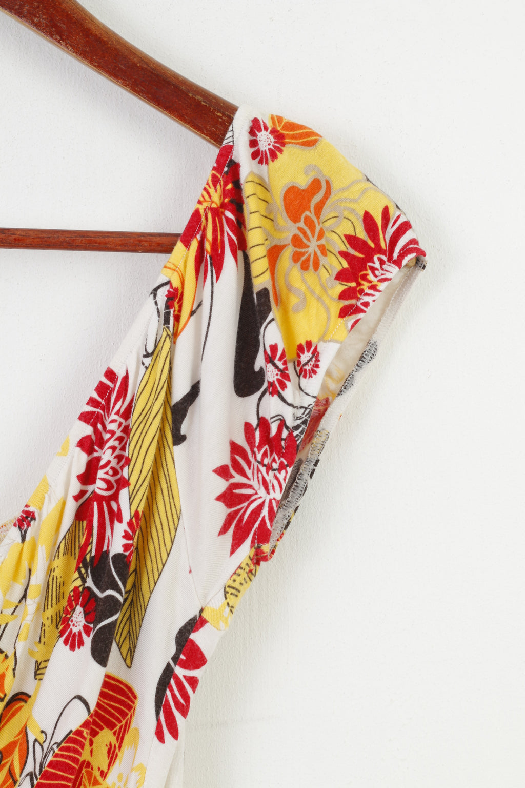 Sasch Women M Dress Flower Print White Beach Summer White V Neck Mini  Stretch Top