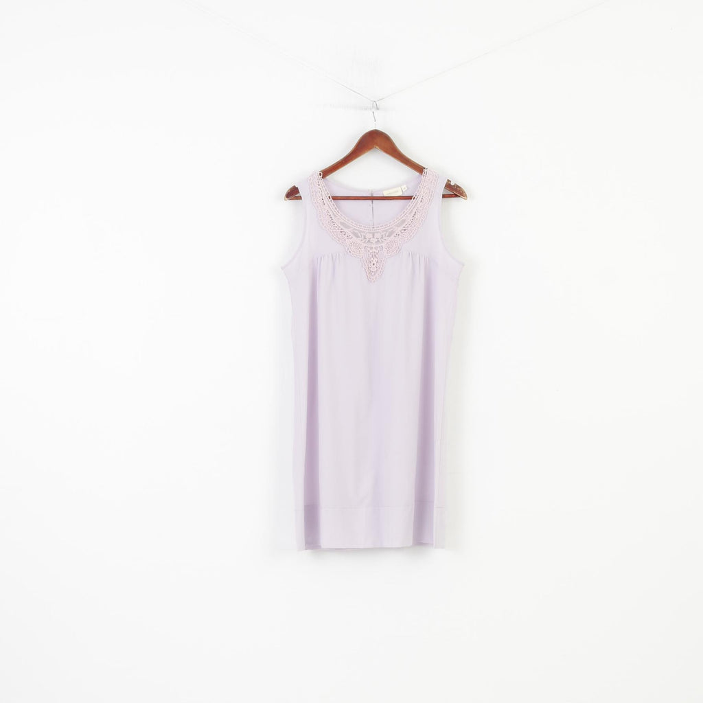 Marc Lauge Jeans Women M Dress Lilac Sleeveless Midi Bottoms Collar Embroidery Top 
