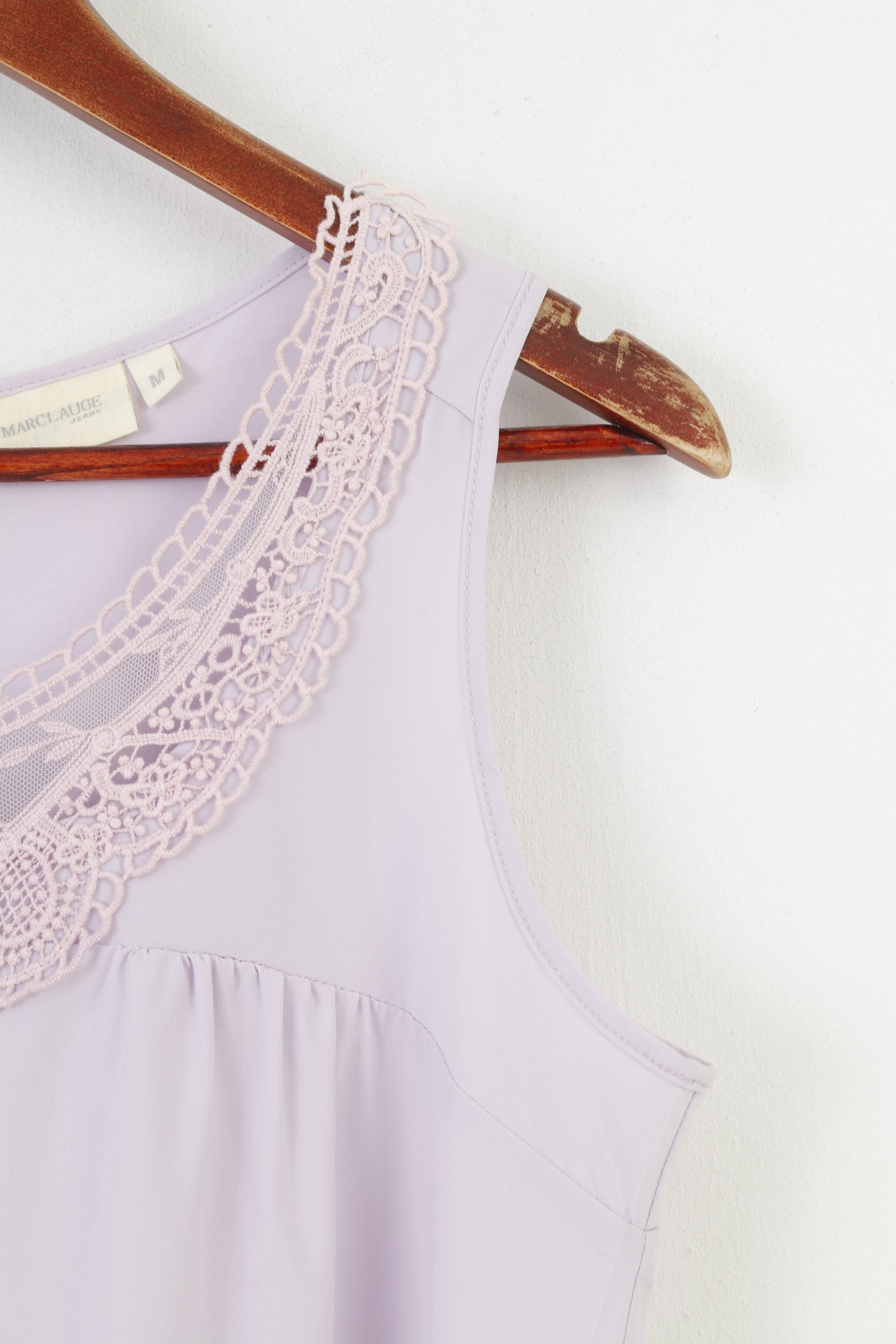 Marc Lauge Jeans Women M Dress Lilac Sleeveless Midi Bottoms Collar Embroidery Top