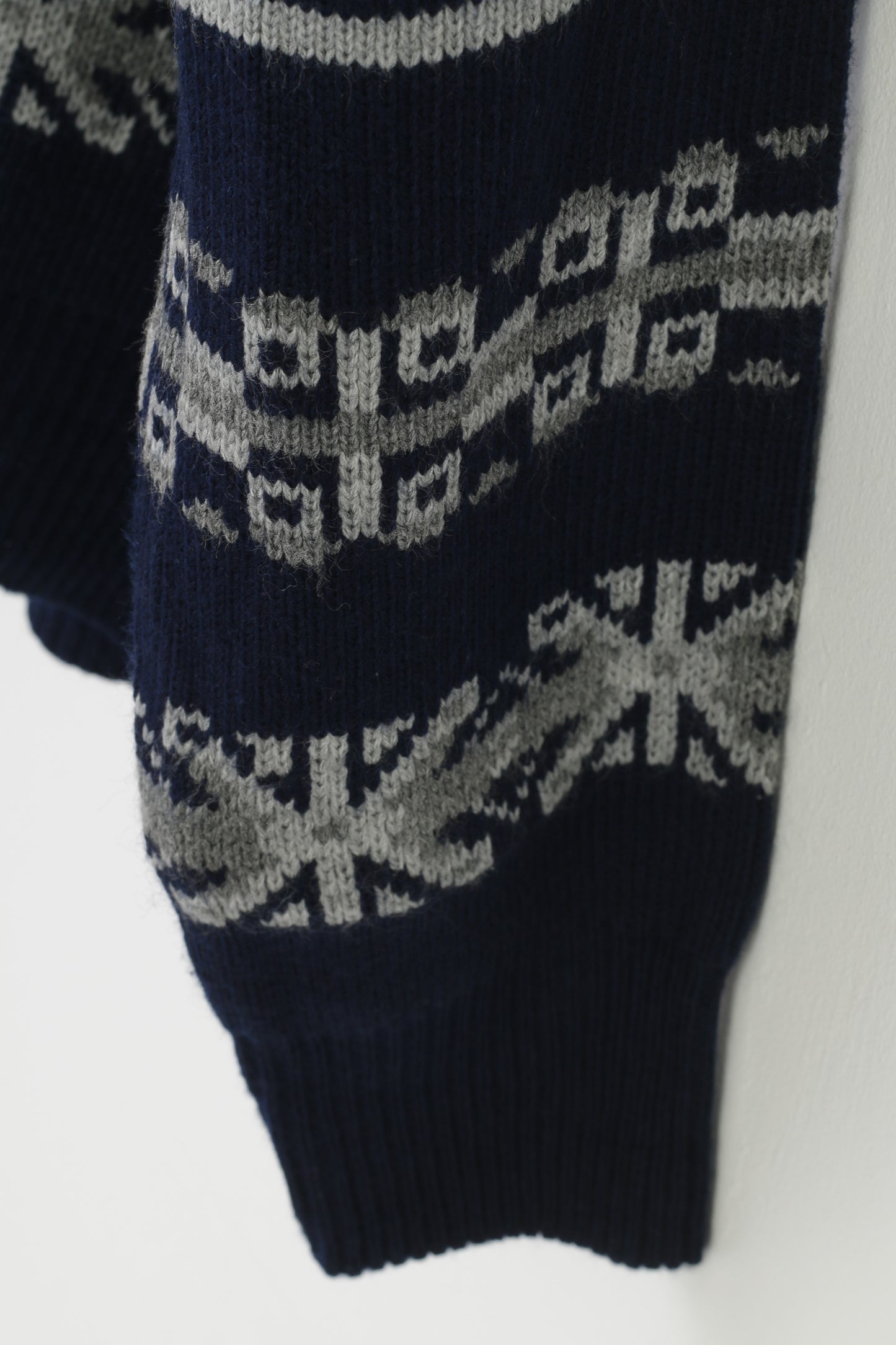 Lupa Uomo XL Maglione blu scuro acrilico nordico girocollo abbigliamento da uomo maglione con stampa geometrica