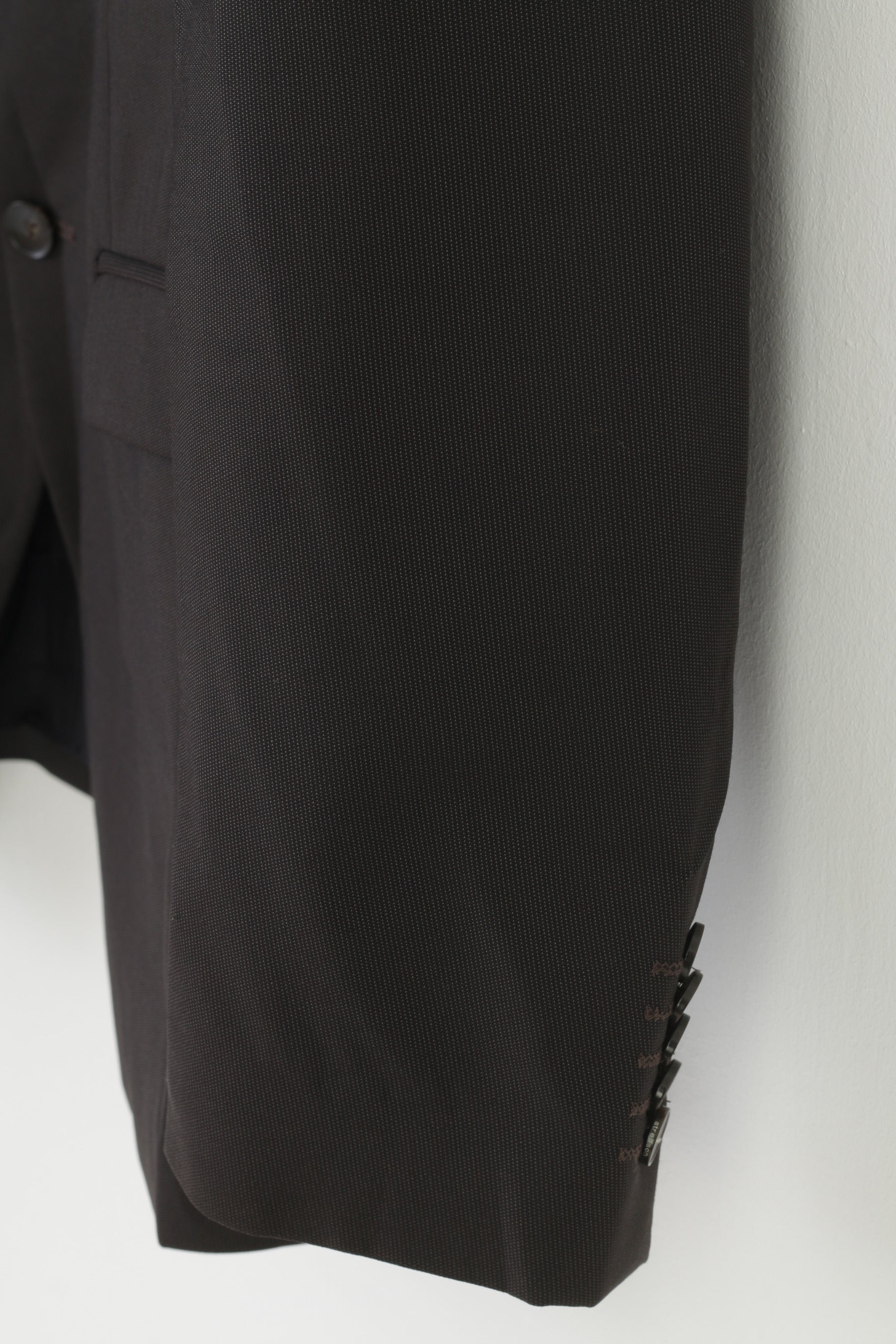 Strellson Men L Blazer Dark Brown Single Breasted Shoulder Pads Jacket