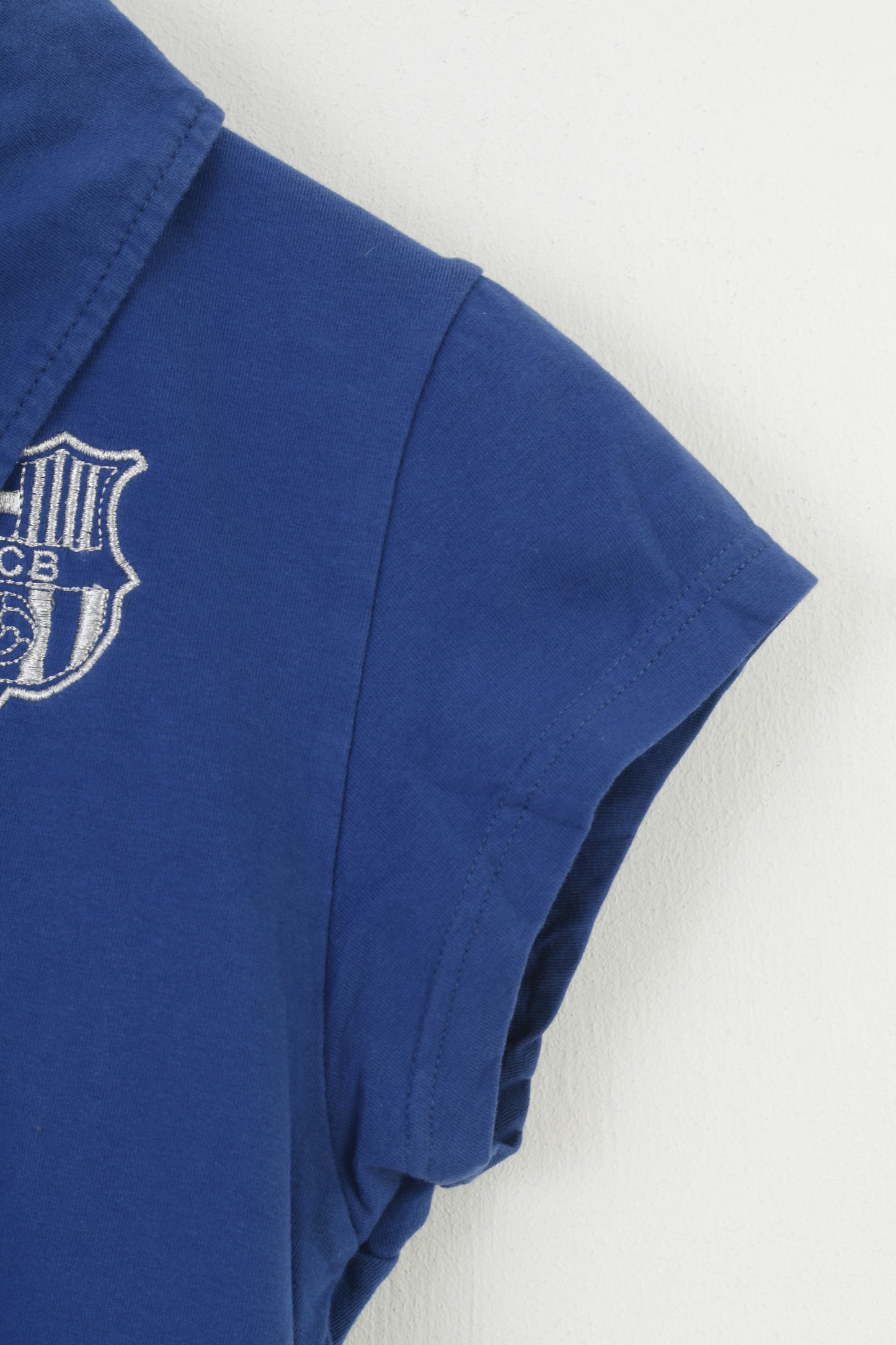 FC Barcelona Women L M Polo Shirt Graphic Blue Summer Vintage Short Sleeve Cotton Football Club FCB Top