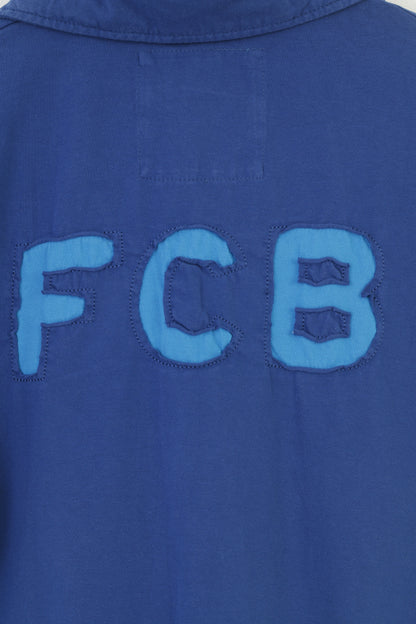 Polo FC Barcelona da donna LM grafica blu estiva vintage manica corta in cotone Football Club FCB Top 