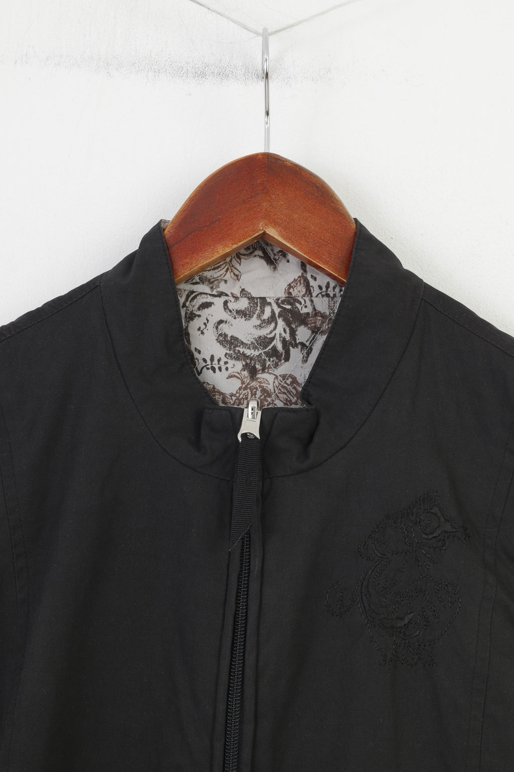 Dash femmes 14 42 L gilet noir gris Double face coton sans manches pleine fermeture éclair poches broderie haut