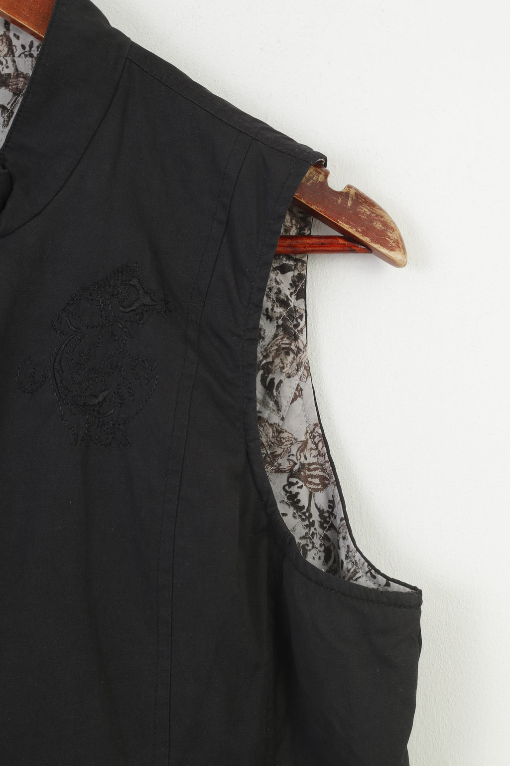 Dash femmes 14 42 L gilet noir gris Double face coton sans manches pleine fermeture éclair poches broderie haut