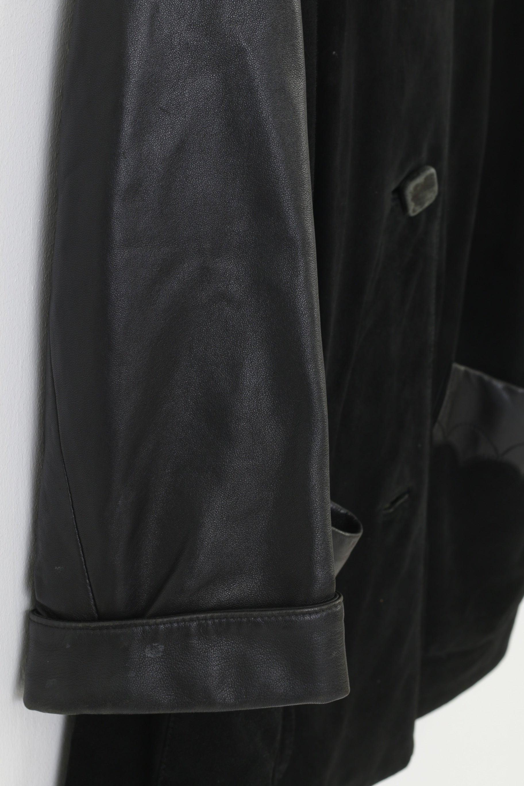 Sergio Morini Women 48 XL Jacket Black Soft  Leather Single Breasted Italy Vintage Bottoms Collar Top