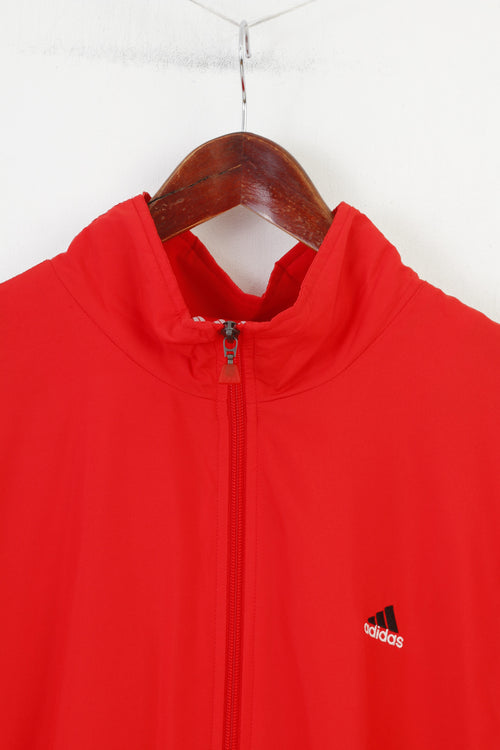 Adidas Men L 54 Jacket Red Sportswear Boxing Full Zipper Activewear Oversize Vintage 90s Top