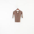 Abercrombie Girls L Shirt Jumper Brown Cotton Hood V Neck Vintage Top