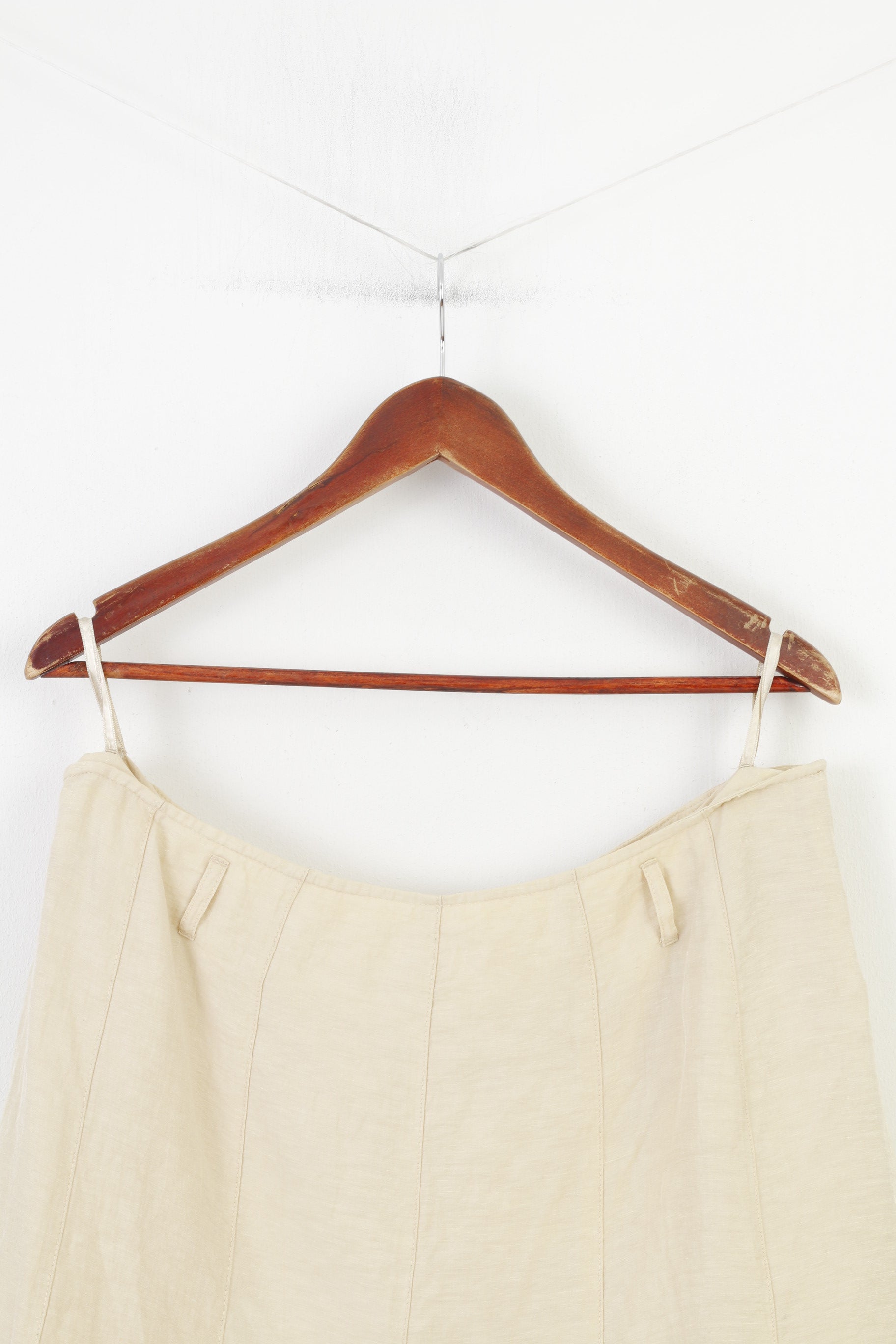 Crisca femmes 18 XL jupe crème été a-ligne plissée brillant lin fermeture éclair Vintage