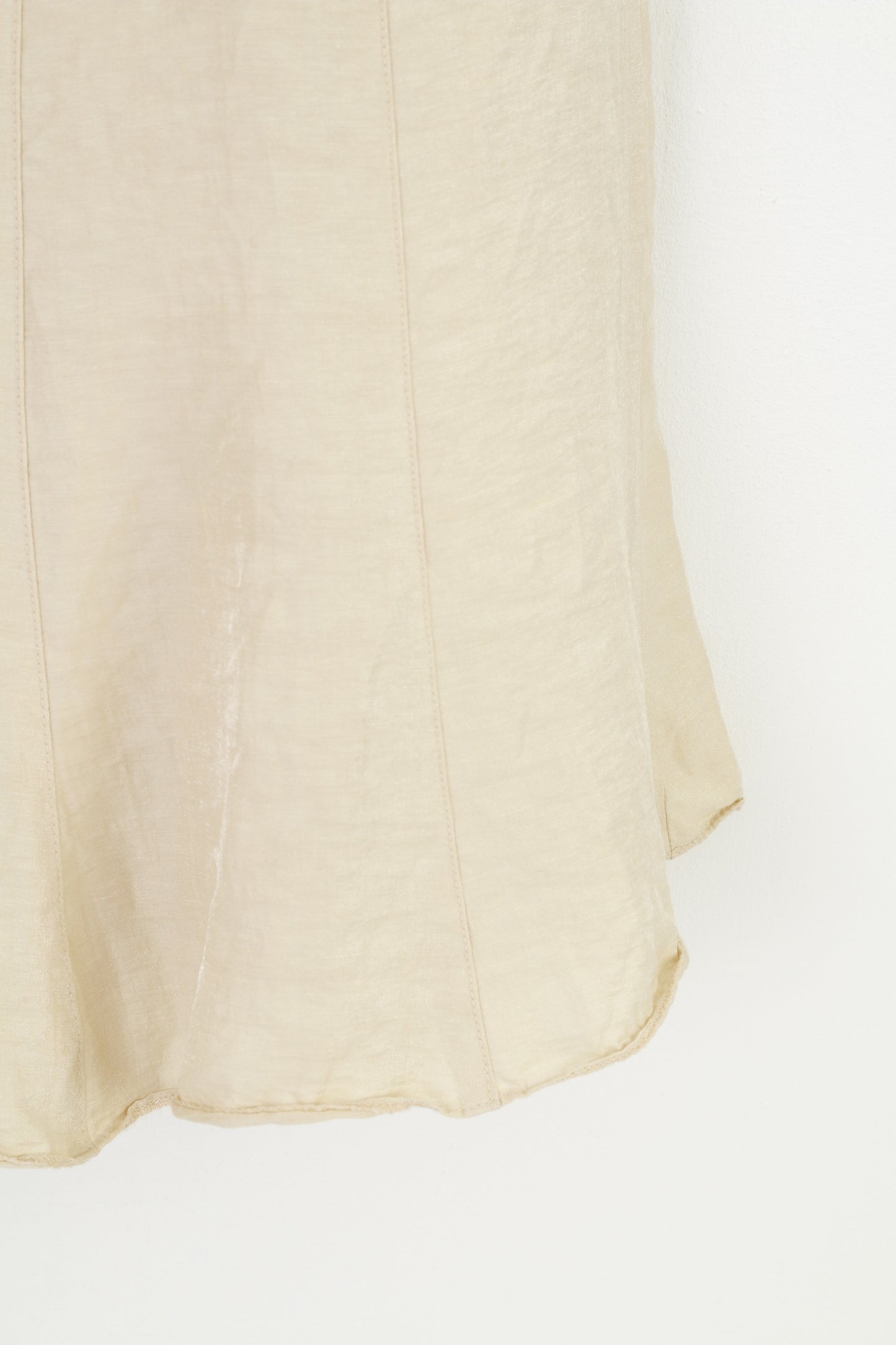 Crisca femmes 18 XL jupe crème été a-ligne plissée brillant lin fermeture éclair Vintage