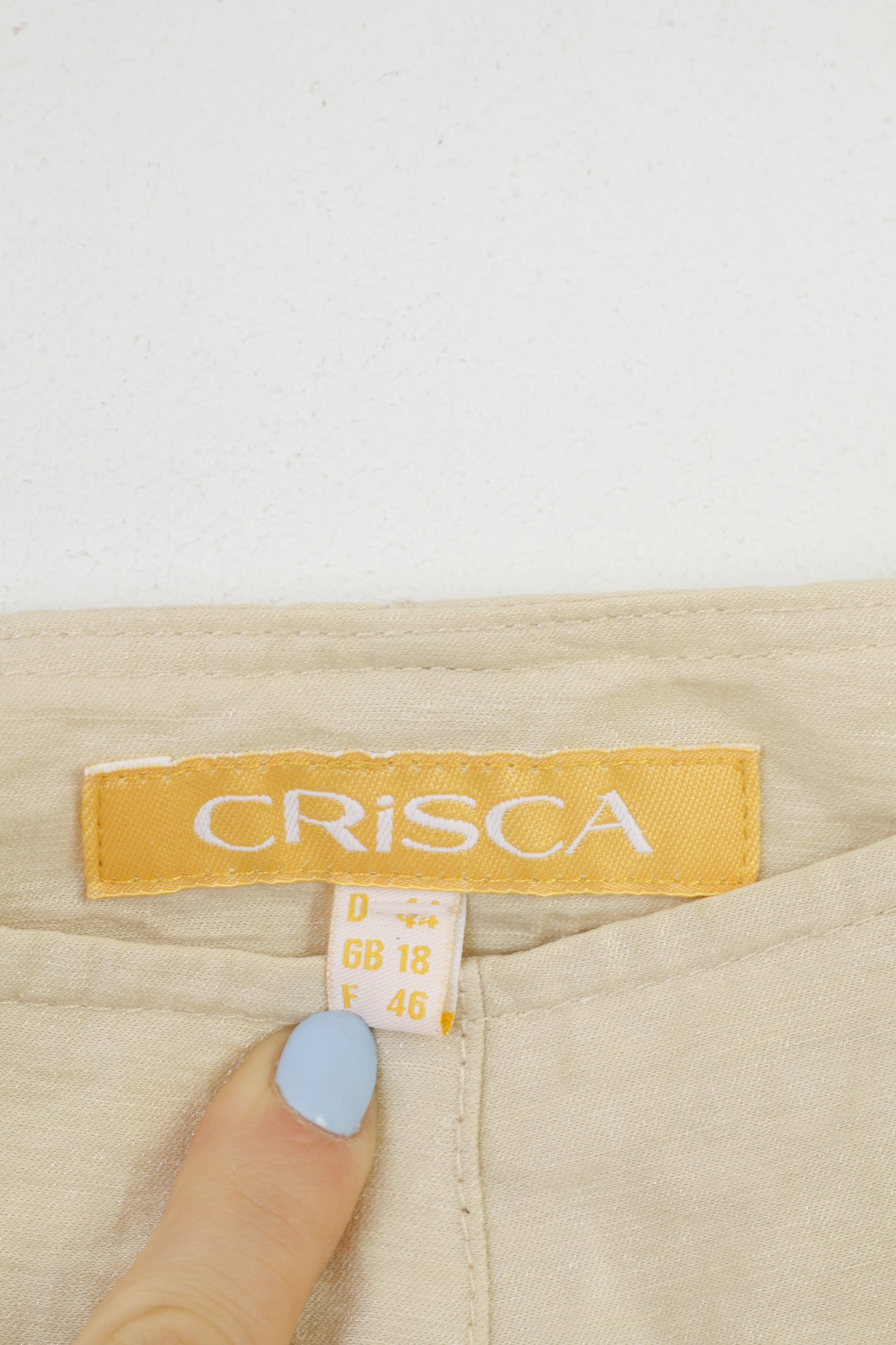 Crisca femmes 18 XL jupe crème été a-ligne plissée brillant lin fermeture éclair Vintage