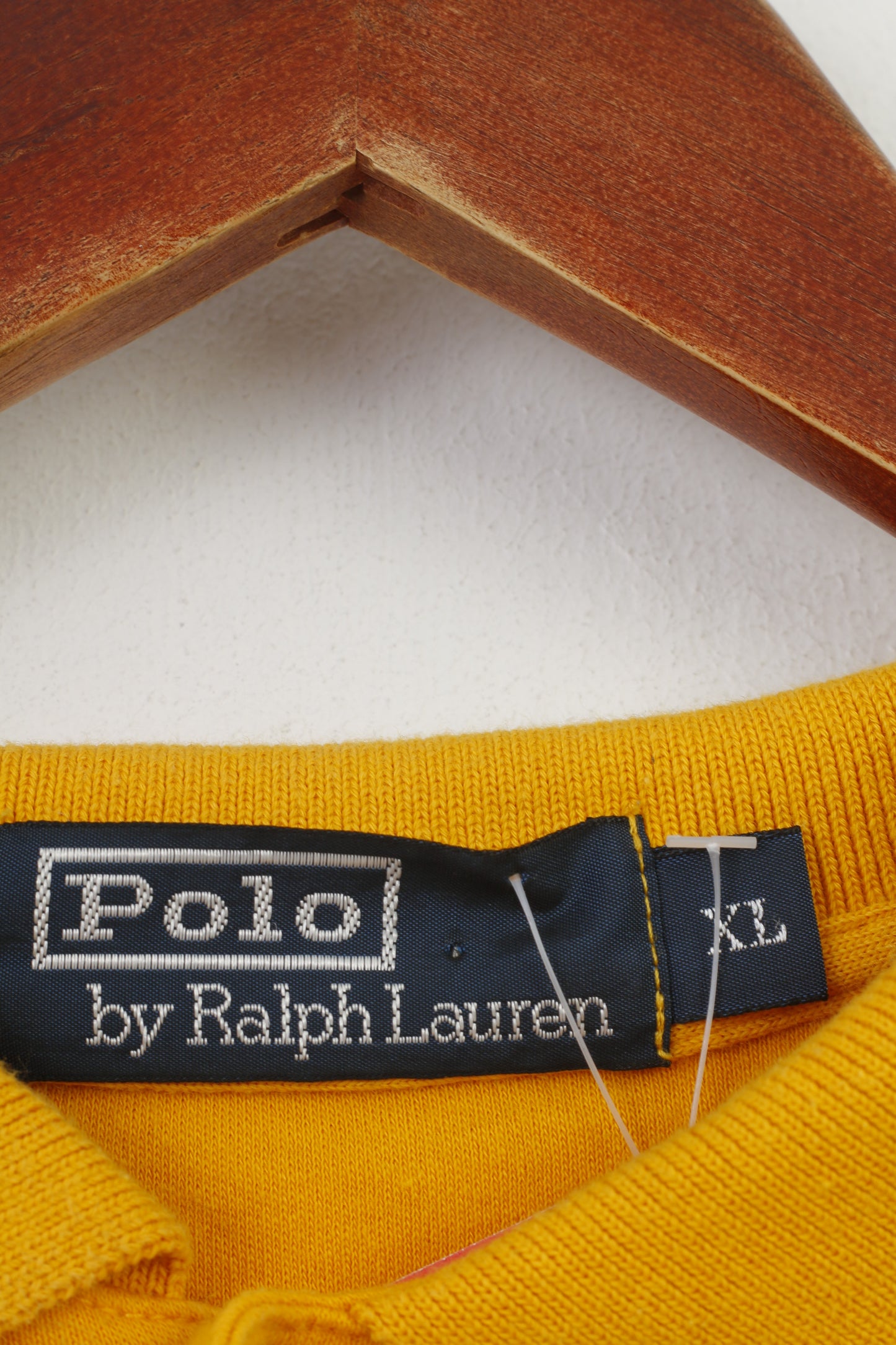 Polo by Ralph Lauren Men XL Polo Shirt Navy Yellow Long Sleeve  Cotton Collar Vintage Top