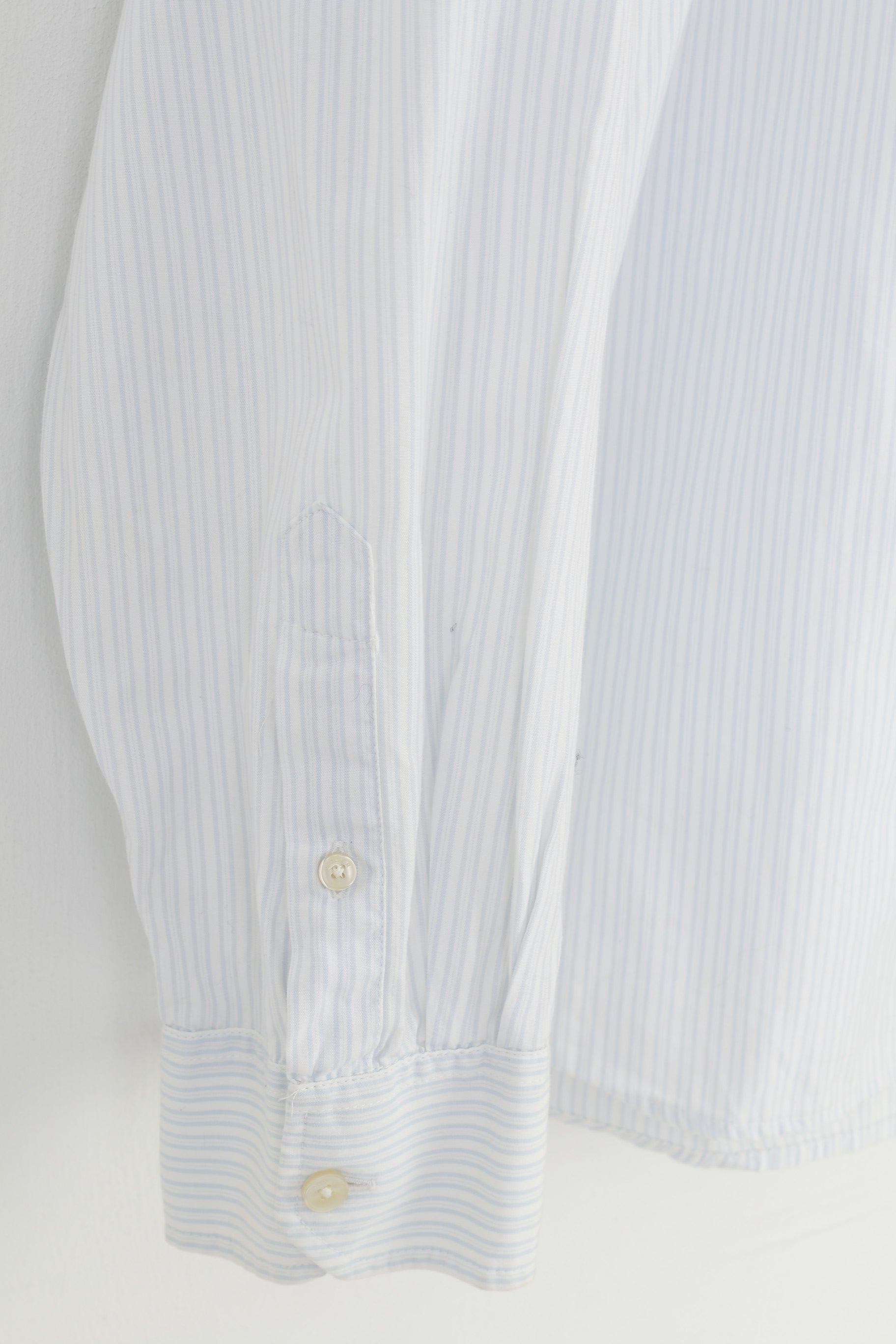 S.Oliver Camicia casual da uomo XL a righe in cotone bianco a maniche lunghe con colletto classico