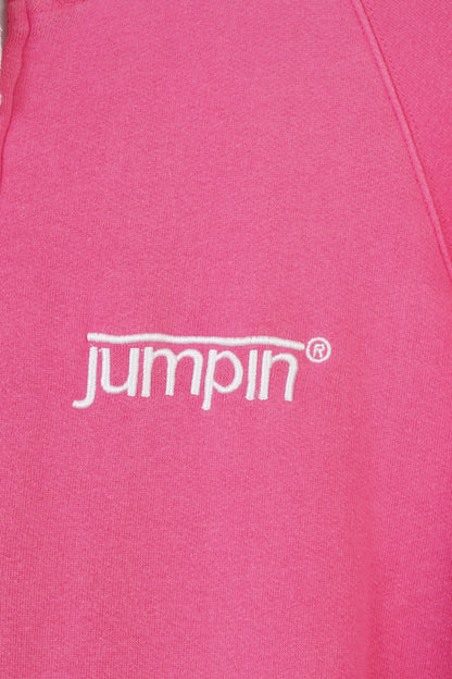 Jumpin Sweat-shirt à capuche en coton rose pour femme, long, rembourré, avec fermeture éclair complète, haut vintage