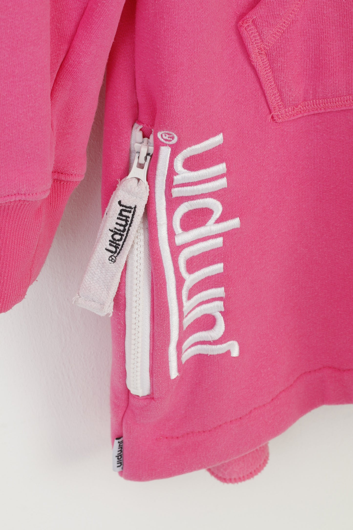 Jumpin Sweat-shirt à capuche en coton rose pour femme, long, rembourré, avec fermeture éclair complète, haut vintage