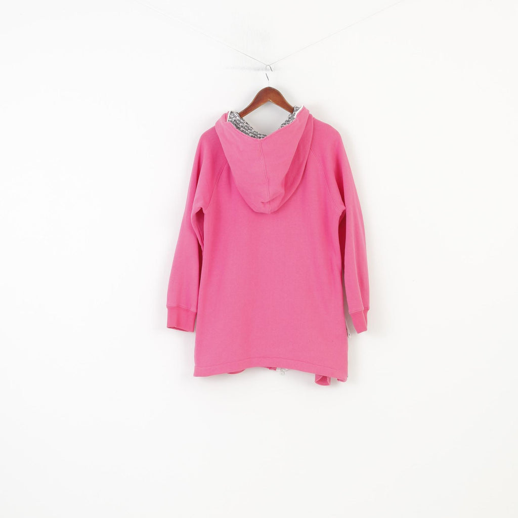 Jumpin Women S  Sweatshirt Pink Cotton Hood Long Padded Full Zipper Hoodie Vintage Top