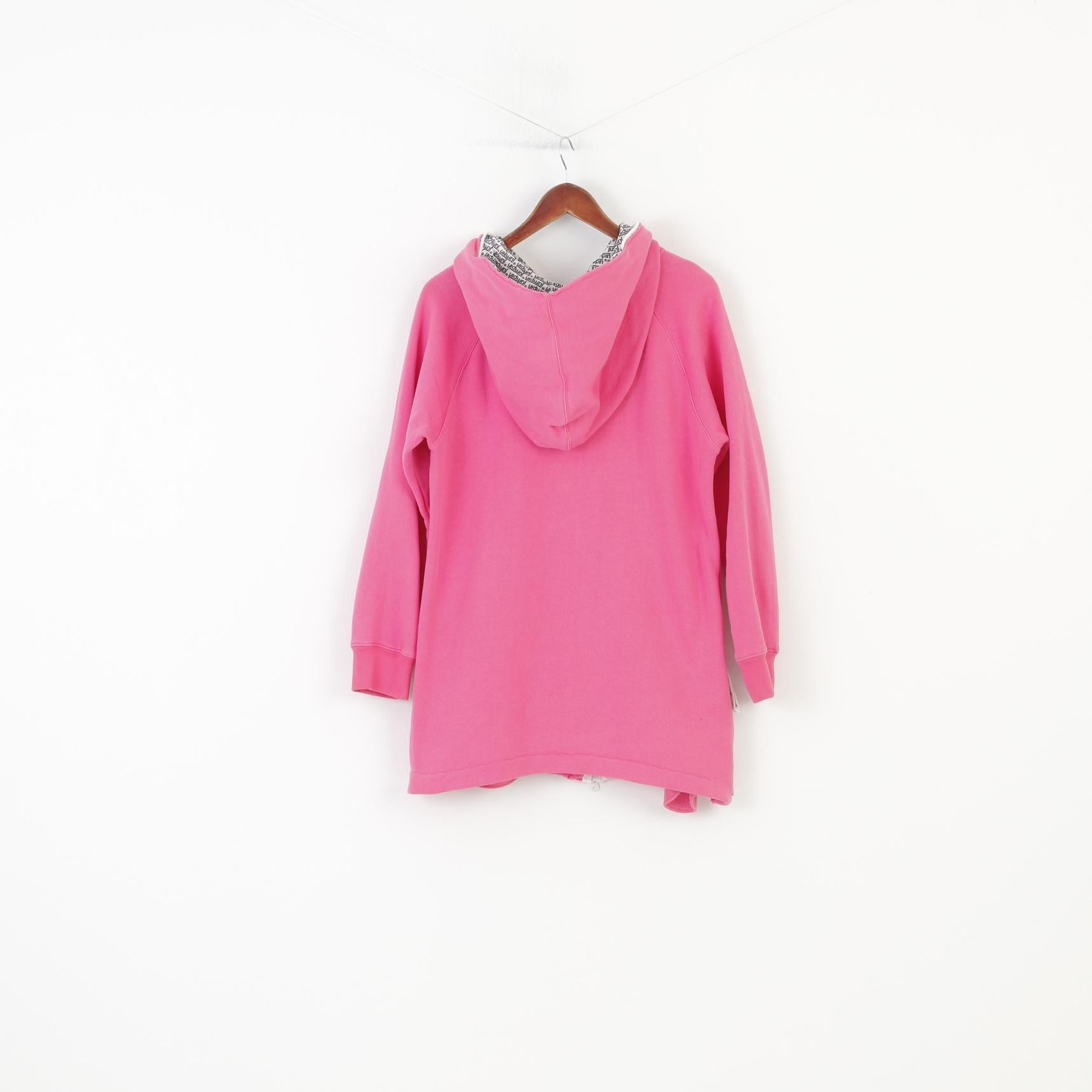 Jumpin Women S  Sweatshirt Pink Cotton Hood Long Padded Full Zipper Hoodie Vintage Top