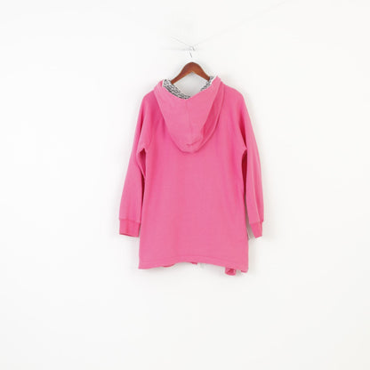 Jumpin Sweat-shirt à capuche en coton rose pour femme, long, rembourré, avec fermeture éclair complète, haut vintage