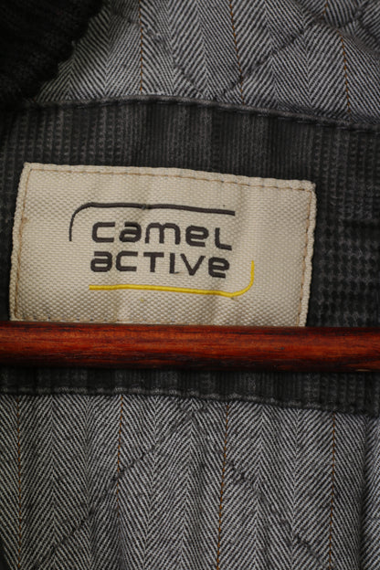 Camel Active Men 64 XXXL Veste Gris Coton À Carreaux Rembourré Fermeture Éclair Complète Vintage Top