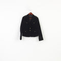Broadway Women 38 M Jacket Black Gold Buttons Cotton Vintage Collar Single Breasted Blazer Top