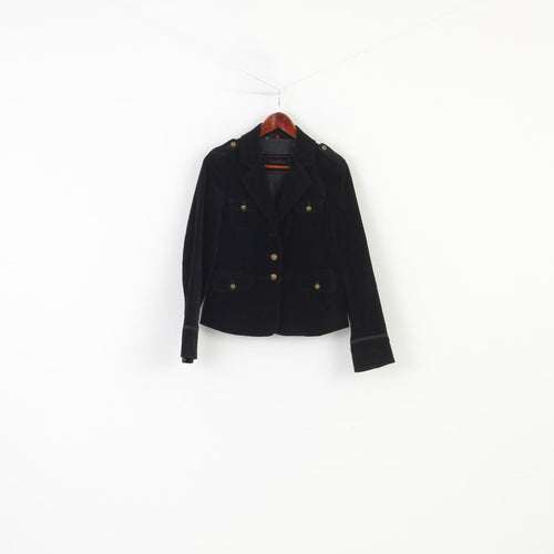Broadway Women 38 M Jacket Black Gold Buttons Cotton Vintage Collar Single Breasted Blazer Top