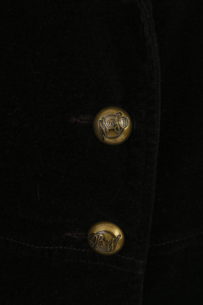 Giacca Broadway da donna 38 M con bottoni dorati neri e blazer monopetto in cotone scamosciato con colletto vintage