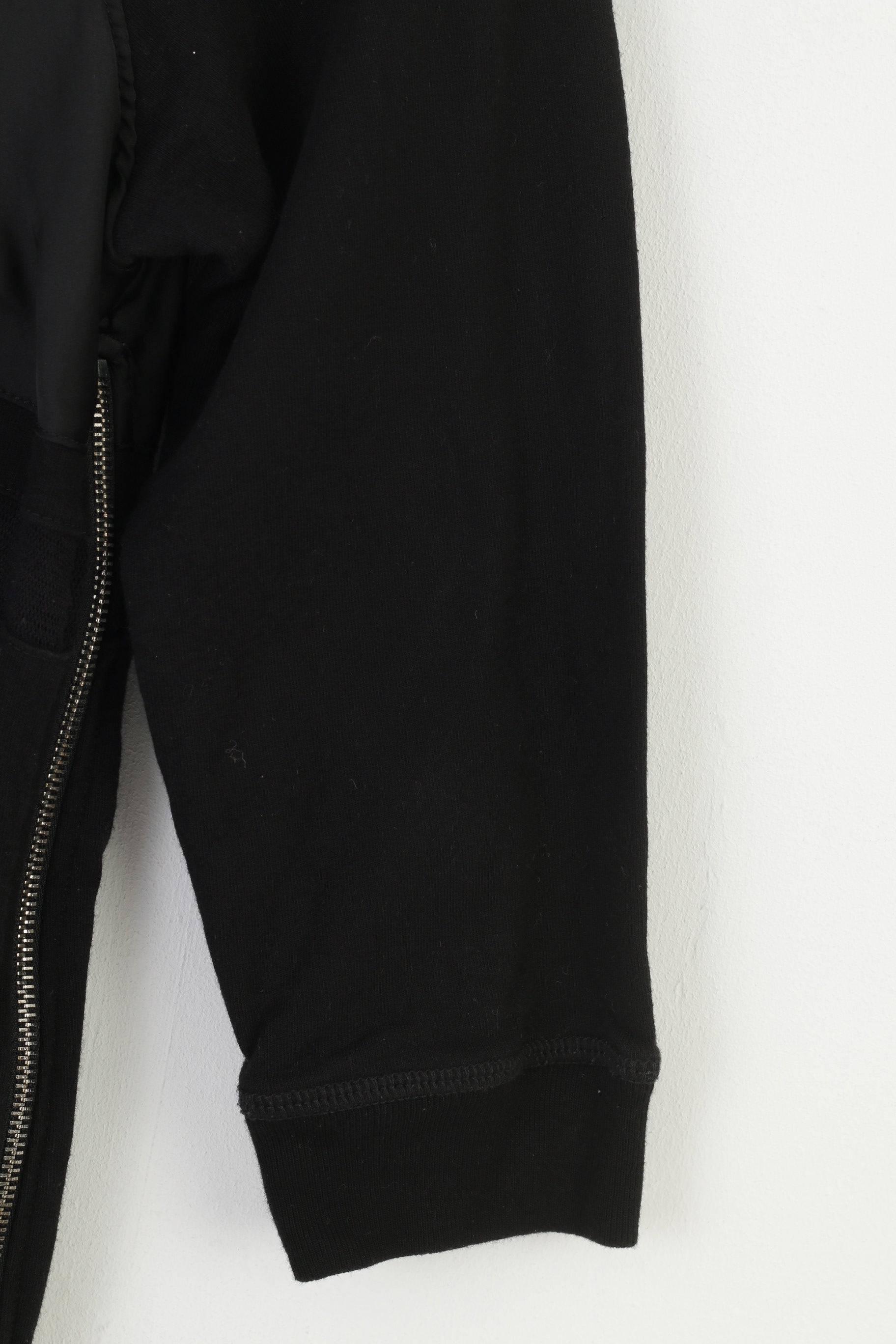 Diesel Woman S Robe Noir Coton Manches Longues Ras Du Cou Fermeture Éclair Vintage Top