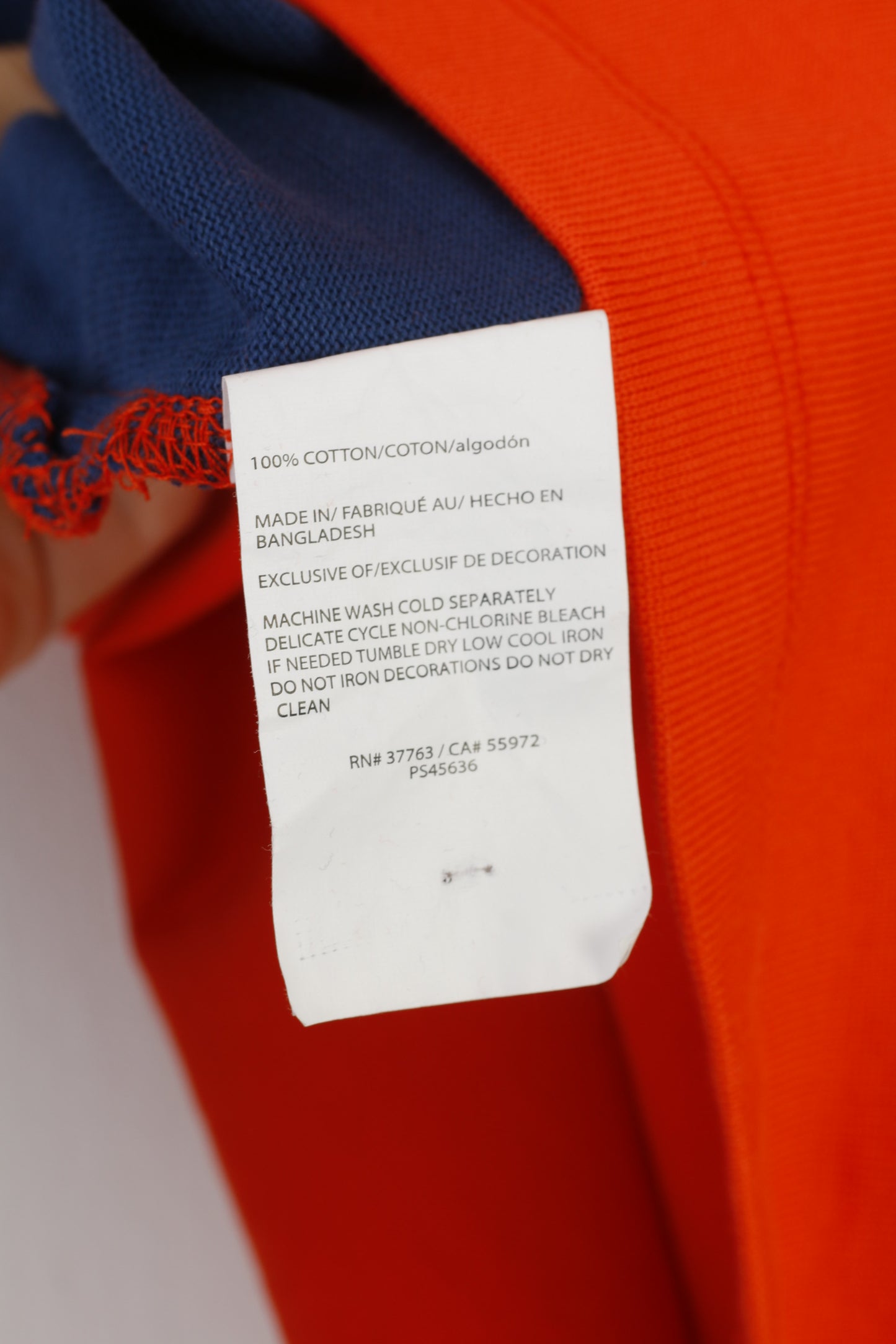 America Perry Ellis Hommes M Polo Manches Longues Col Orange Rayé Coton Vintage Top