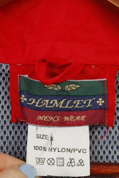 Hamlet Veste imperméable pour homme avec fermeture éclair complète et capuche rouge en nylon