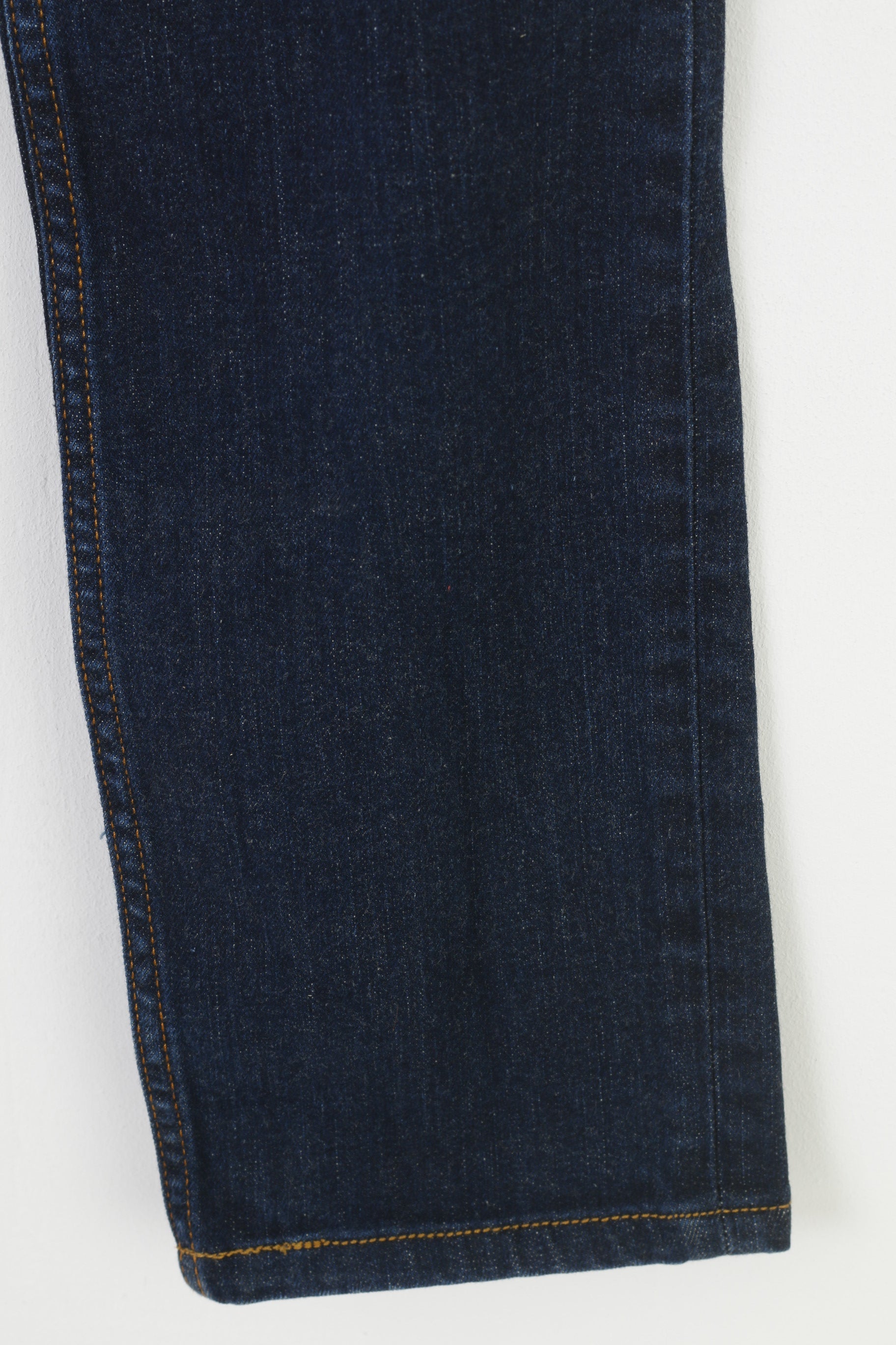 Mustang Women 29 Trousers Navy Blue Denim Jeans Cotton Straight Leg Pants