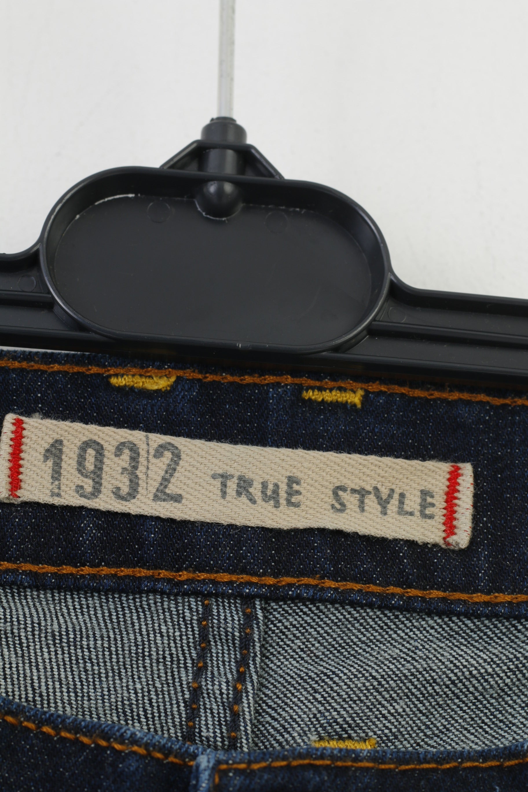 Mustang Women 29 Trousers Navy Blue Denim Jeans Cotton Straight Leg Pants