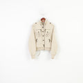 ADV by Advance Women XL Jacket Beige Cotton Detailed  Full Zipper Laces Vintage Top