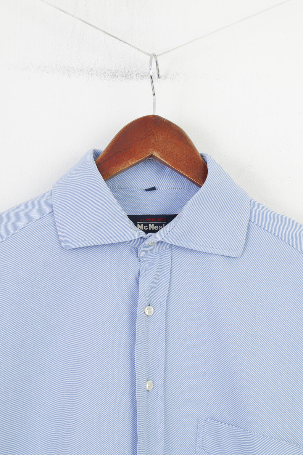 Mc Neal Men 41 L Casual Shirt Blue Two Ply Cotton Buttons Long Sleeve Casual Collar Cufflinks Top