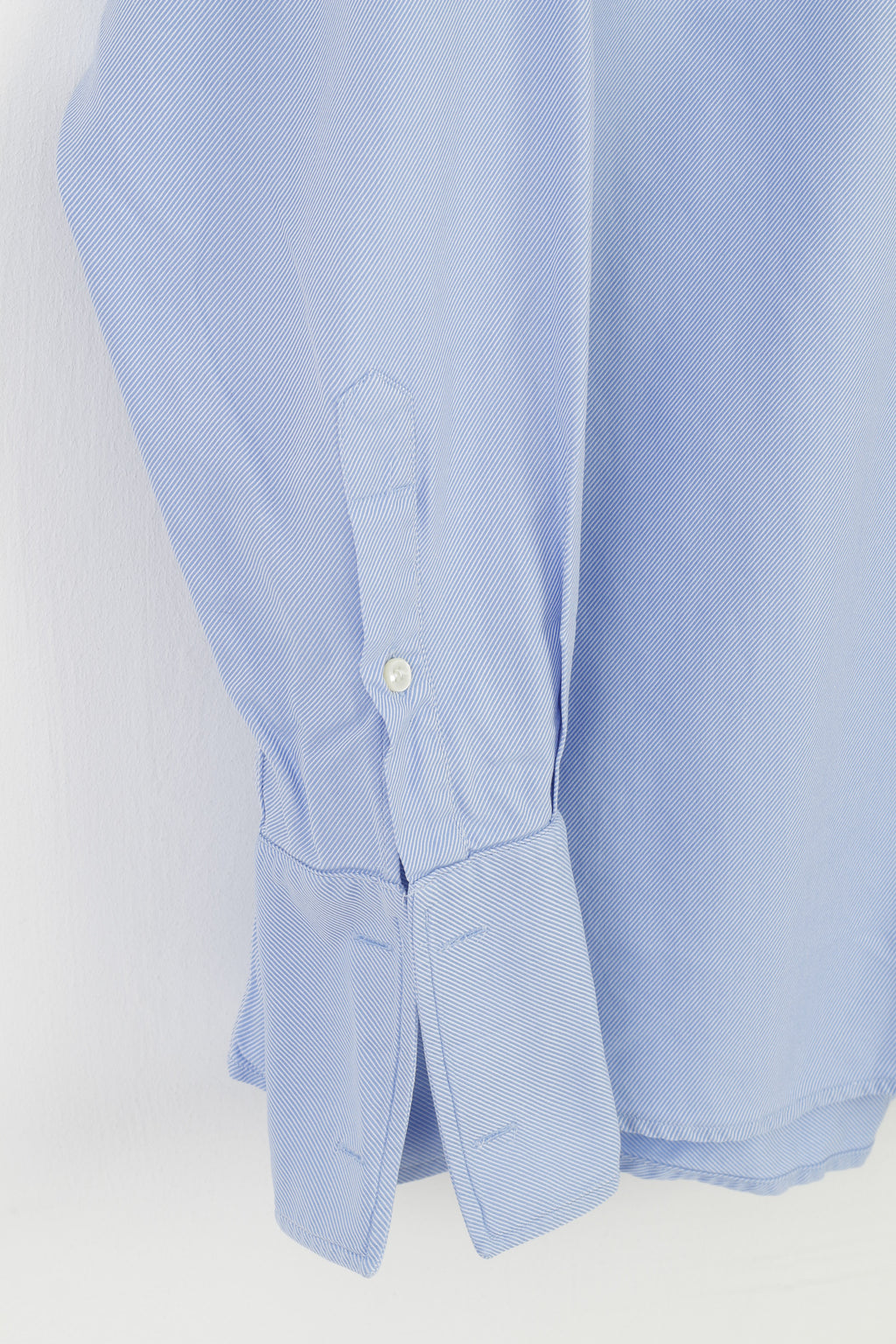 Mc Neal Men 41 L Casual Shirt Blue Two Ply Cotton Buttons Long Sleeve Casual Collar Cufflinks Top
